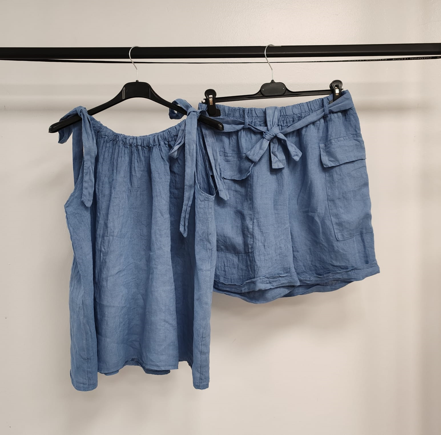 Jeans İtalyan Sıfır Kol Şortlu Keten Takım