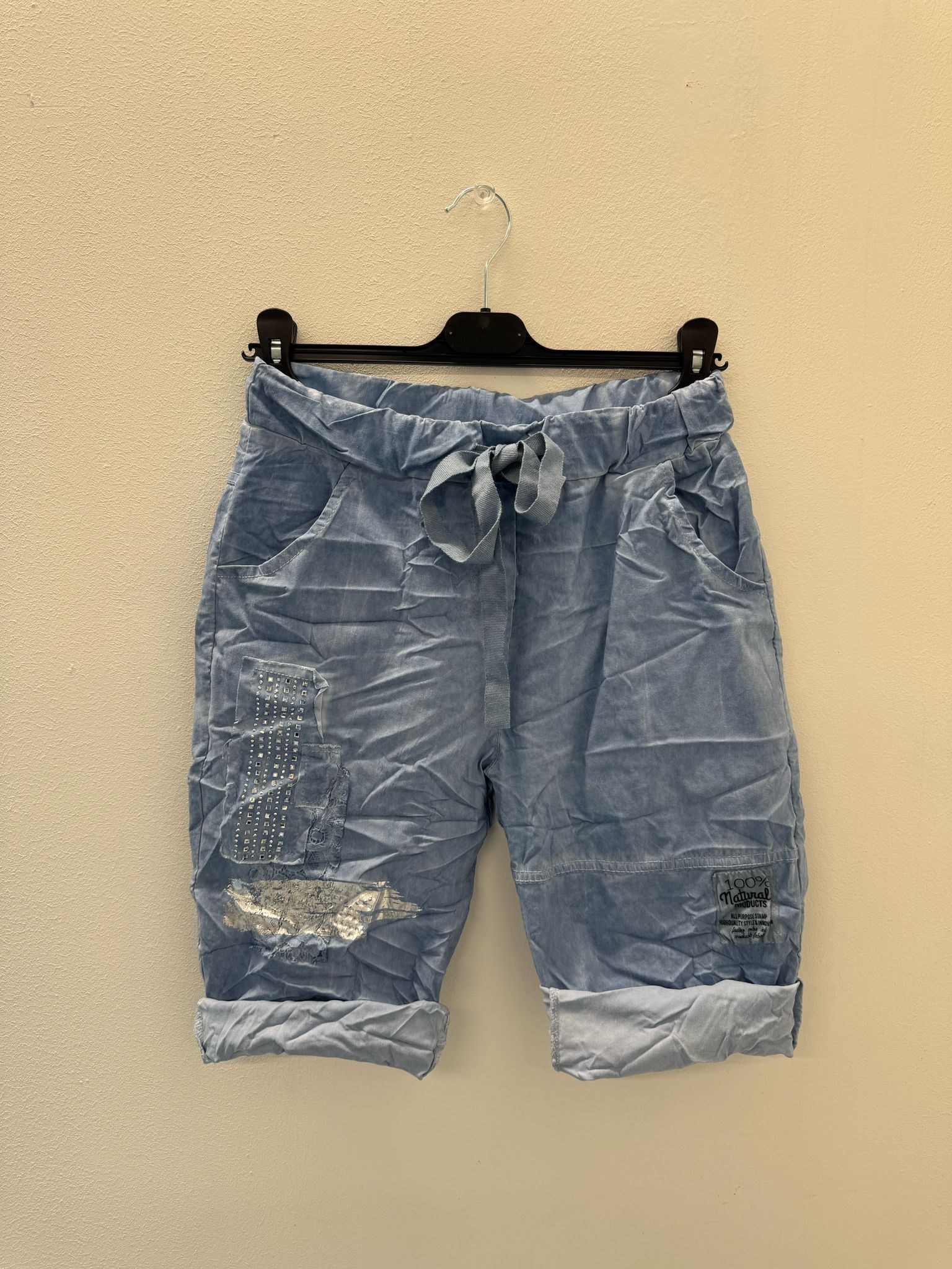 Jeans Kadın İtalyan Taşlı Varaklı Likralı Şort
