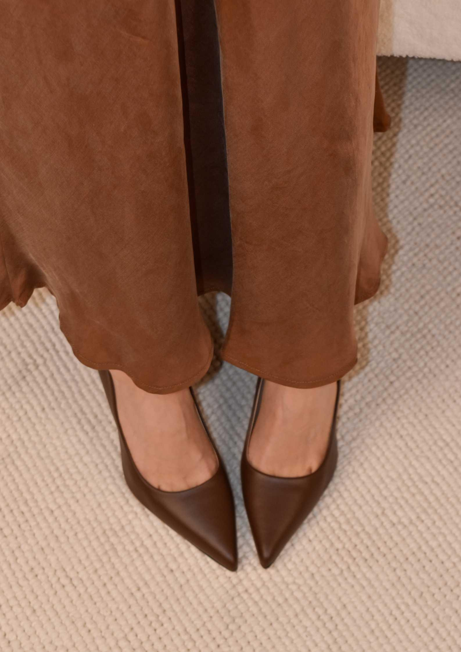 Chic Kahve Deri Stiletto