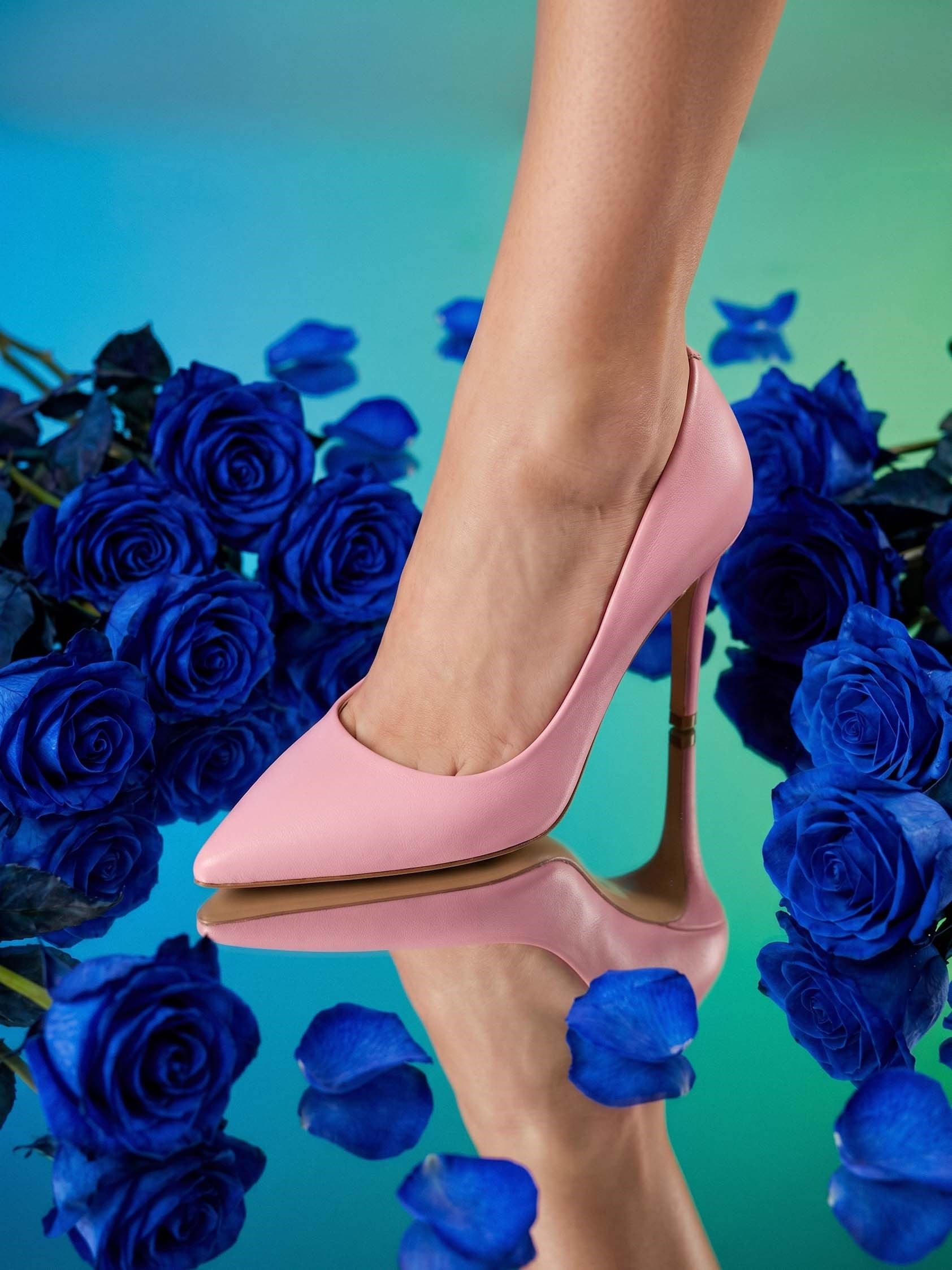 Chic Pembe Deri Stiletto