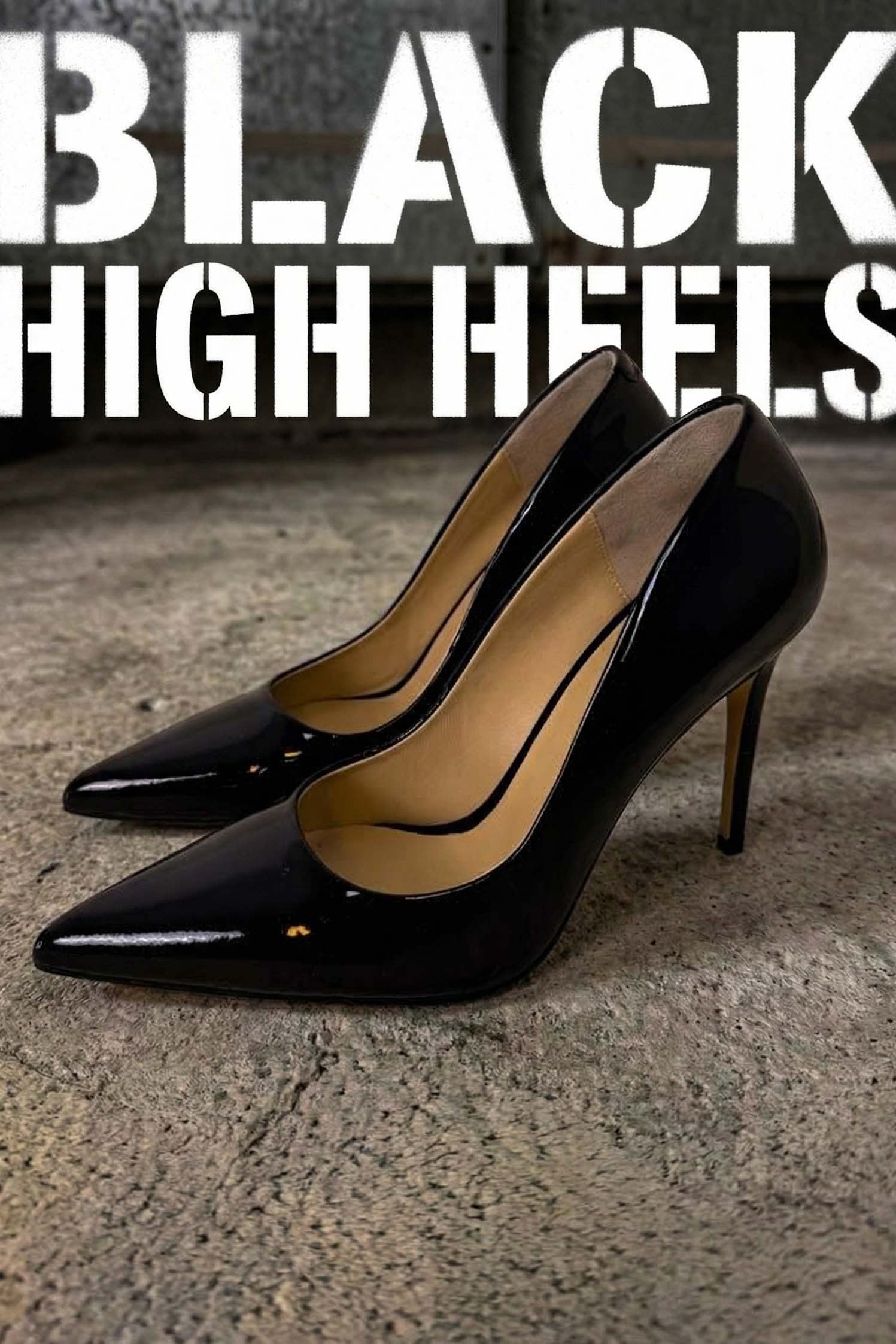 Chic Siyah Rugan Stiletto