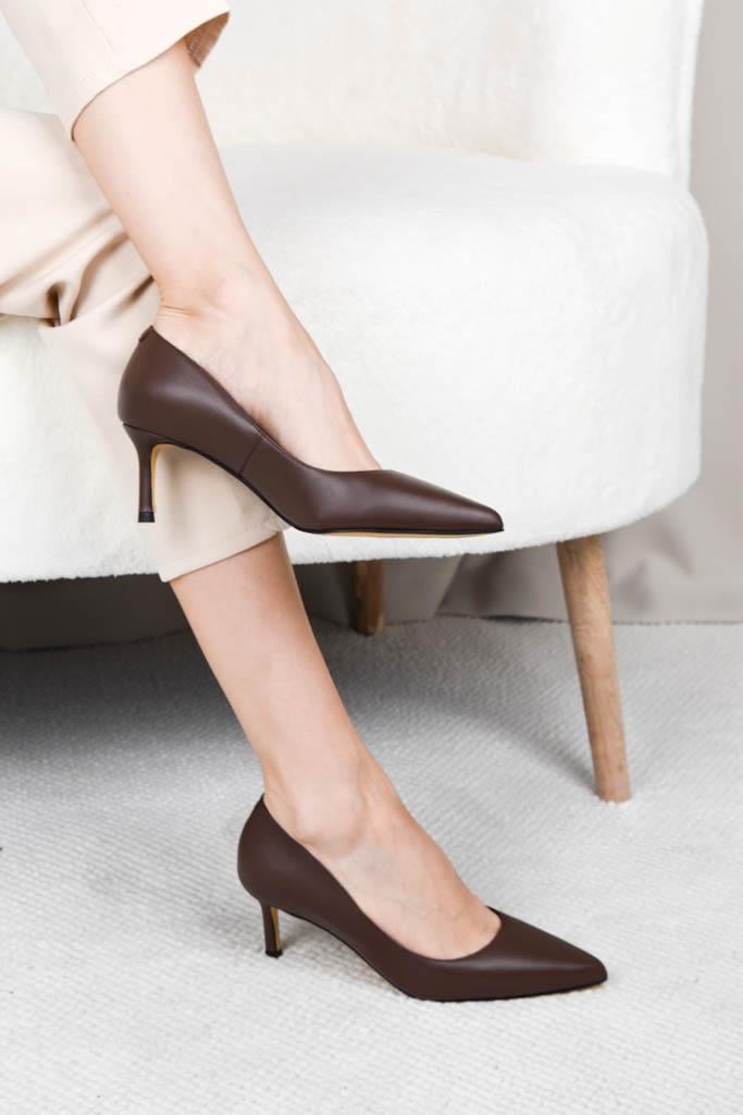 Classico Kahve Deri Stiletto