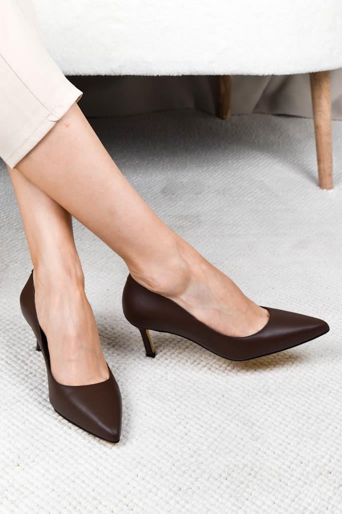 Classico Kahve Deri Stiletto