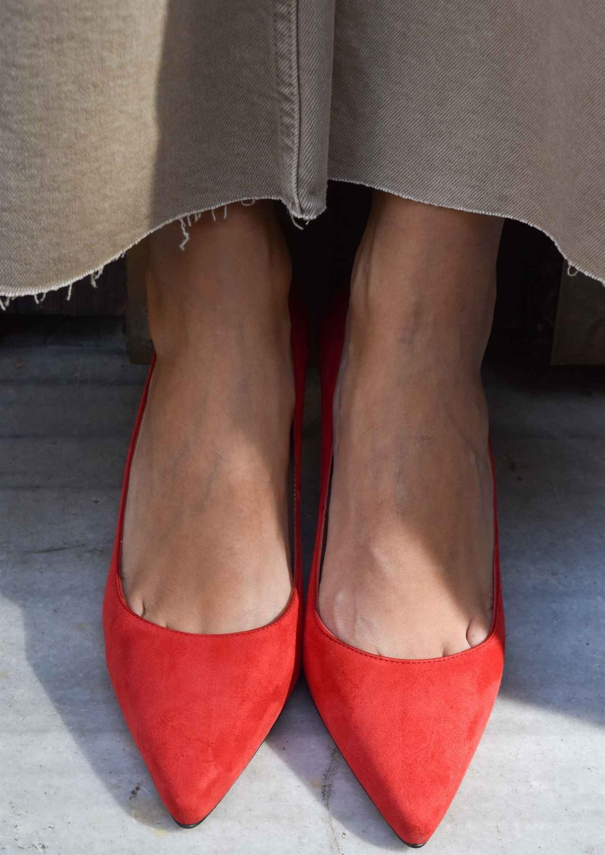 Classico Kırmızı Süet Stiletto