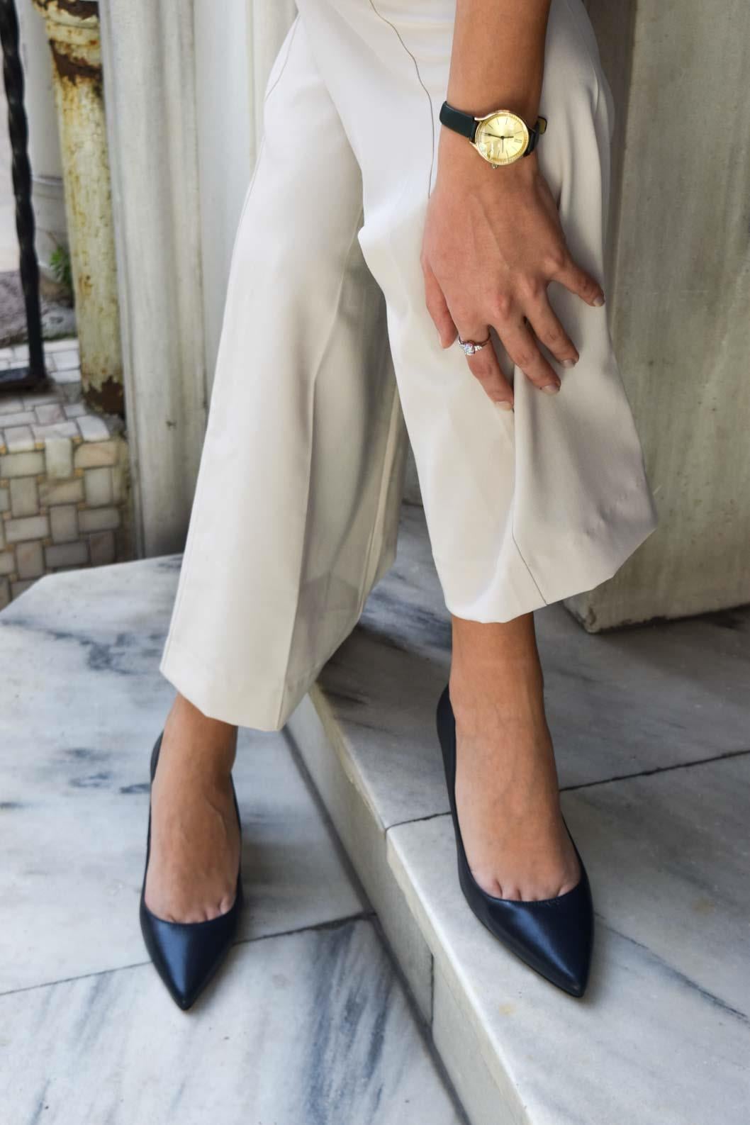 Classico Lacivert Deri Stiletto