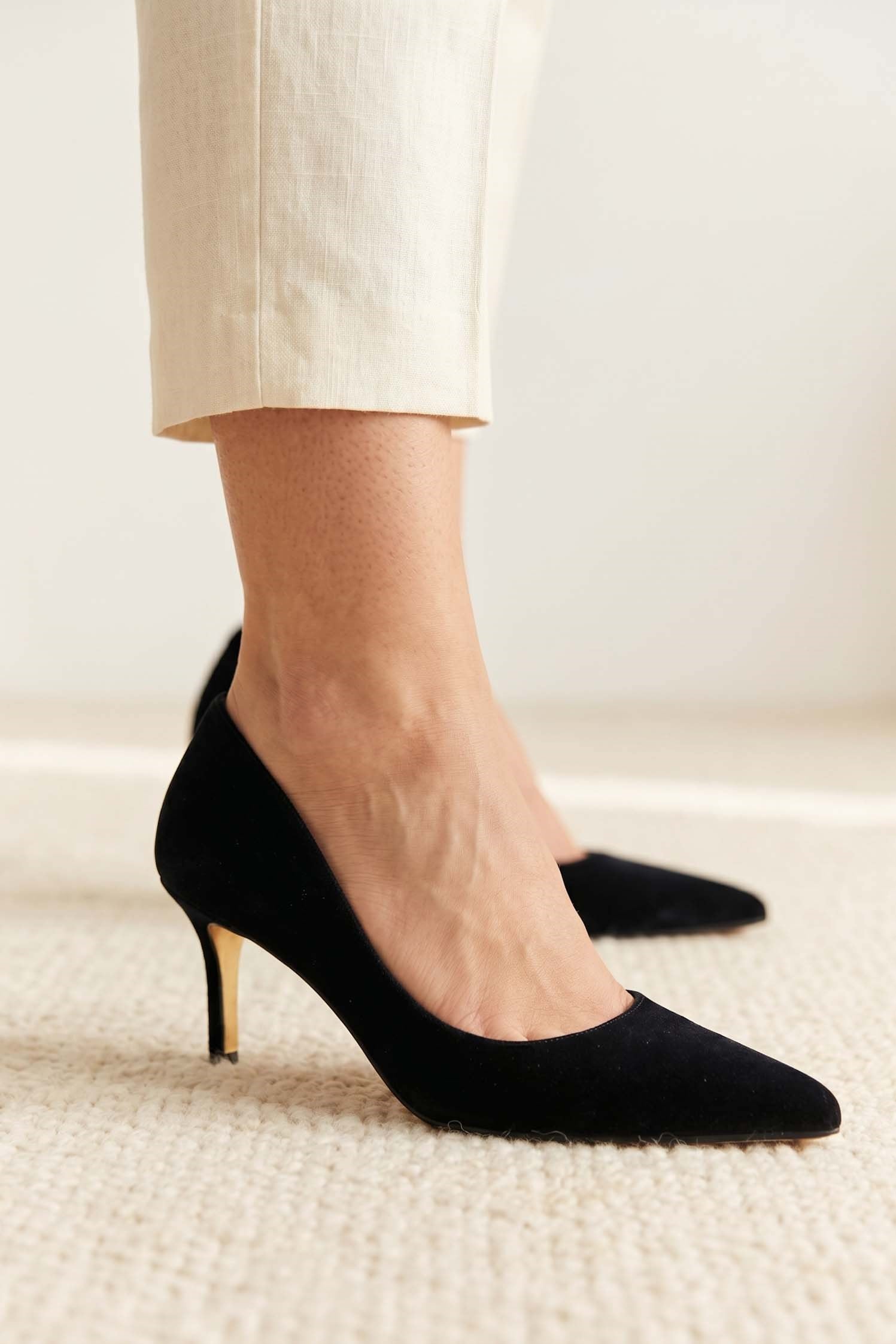 Classico Siyah Kadife Stiletto