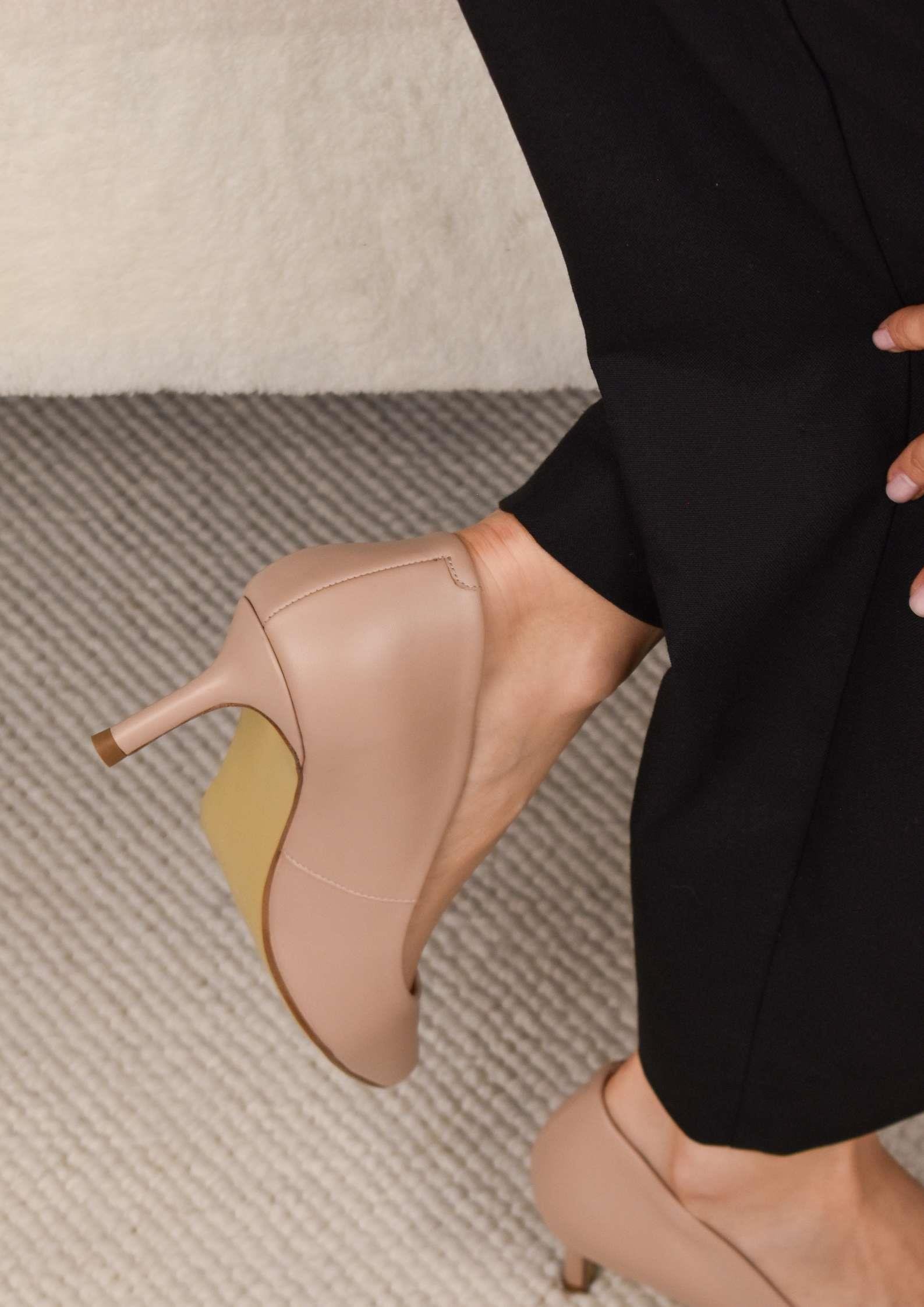 Glam Bej Deri Stiletto
