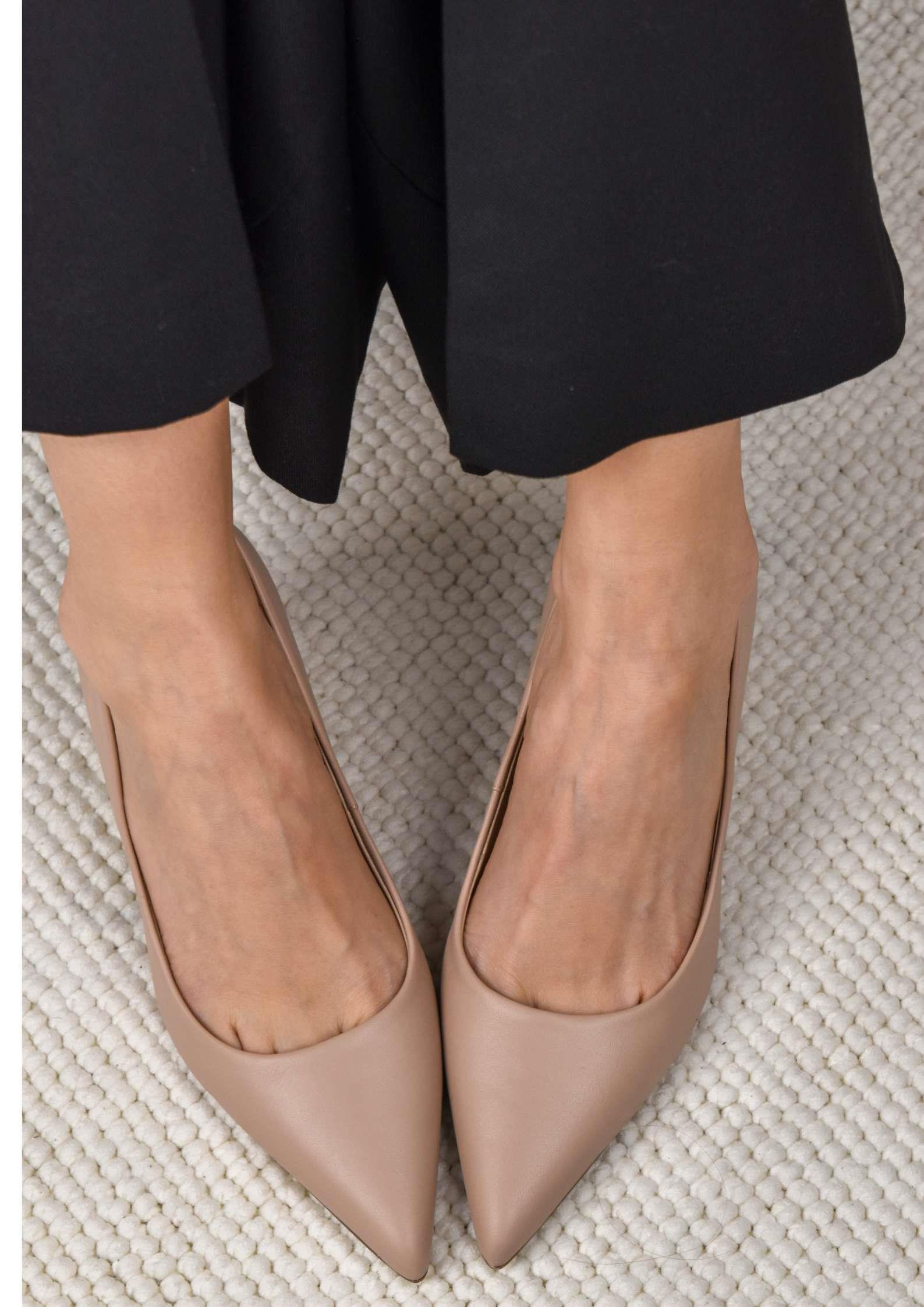 Glam Bej Deri Stiletto