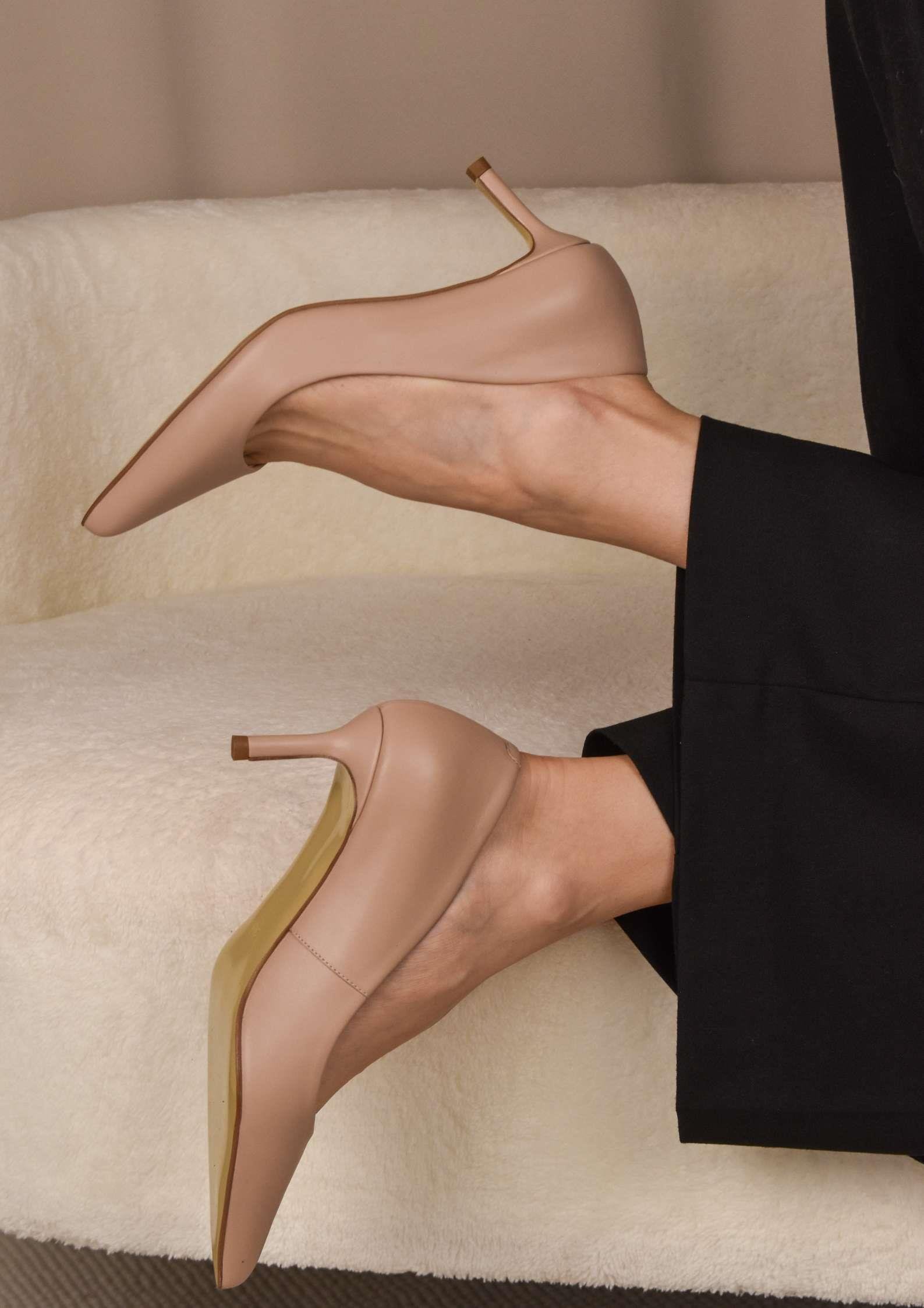 Glam Bej Deri Stiletto
