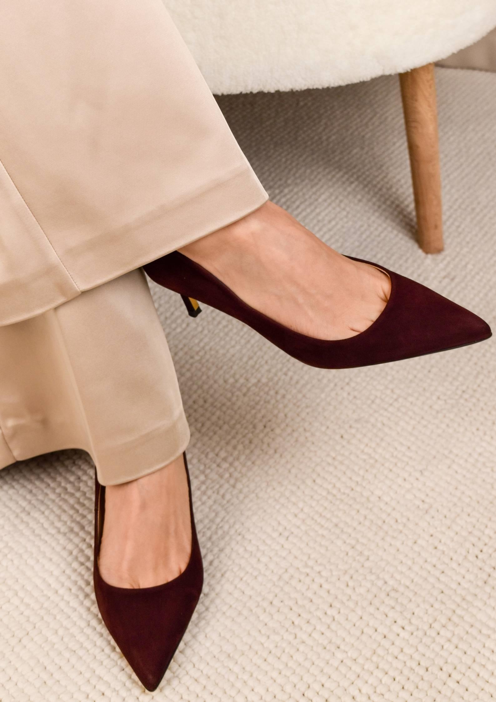 Glam Bordo Süet Stiletto