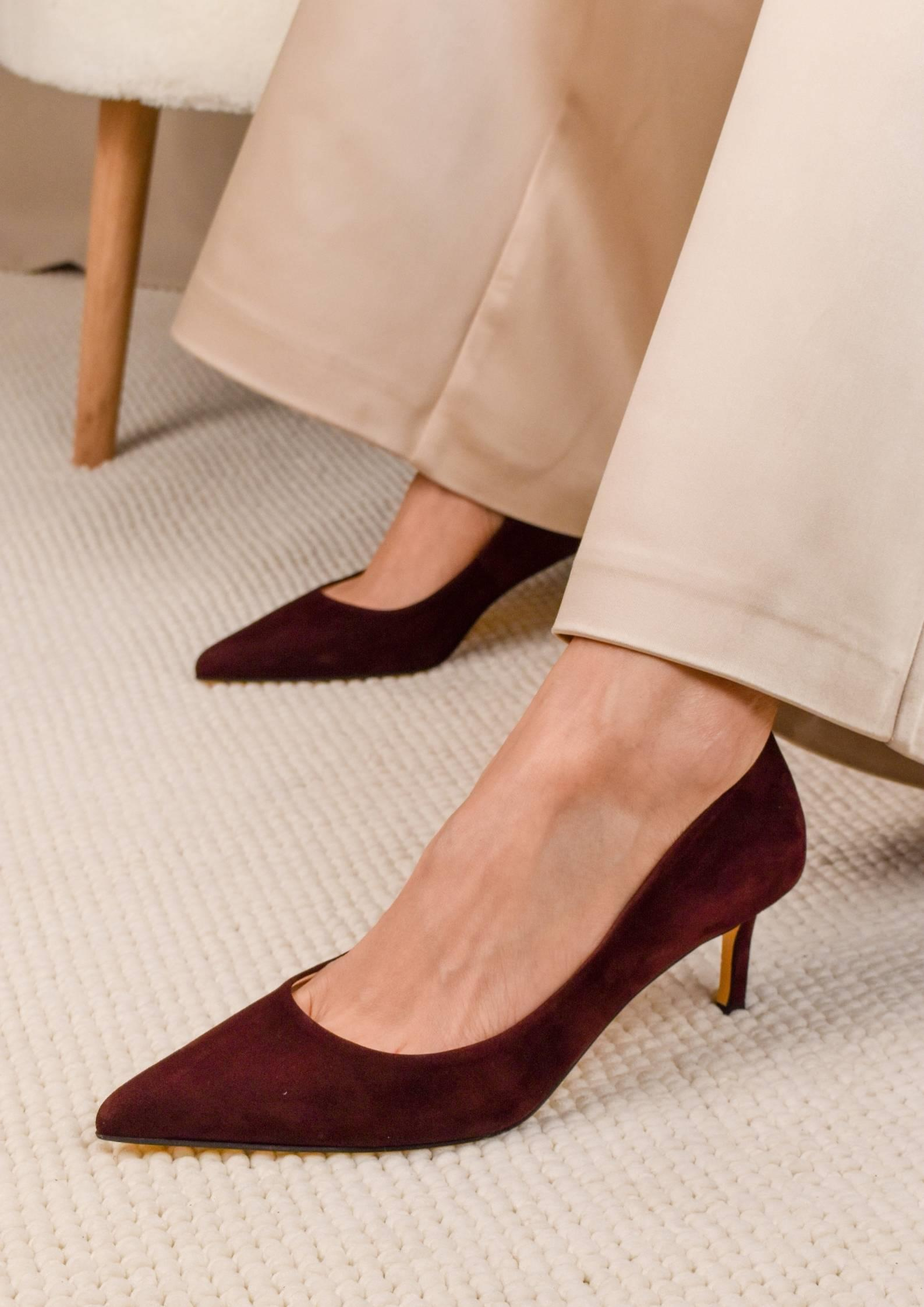 Glam Bordo Süet Stiletto