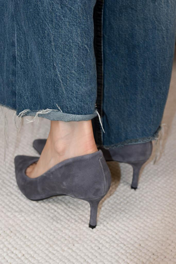 Glam Gri Süet Stiletto