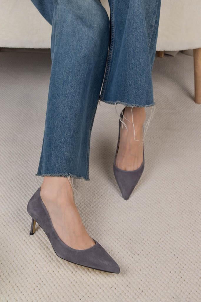 Glam Gri Süet Stiletto