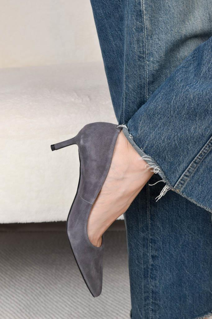 Glam Gri Süet Stiletto