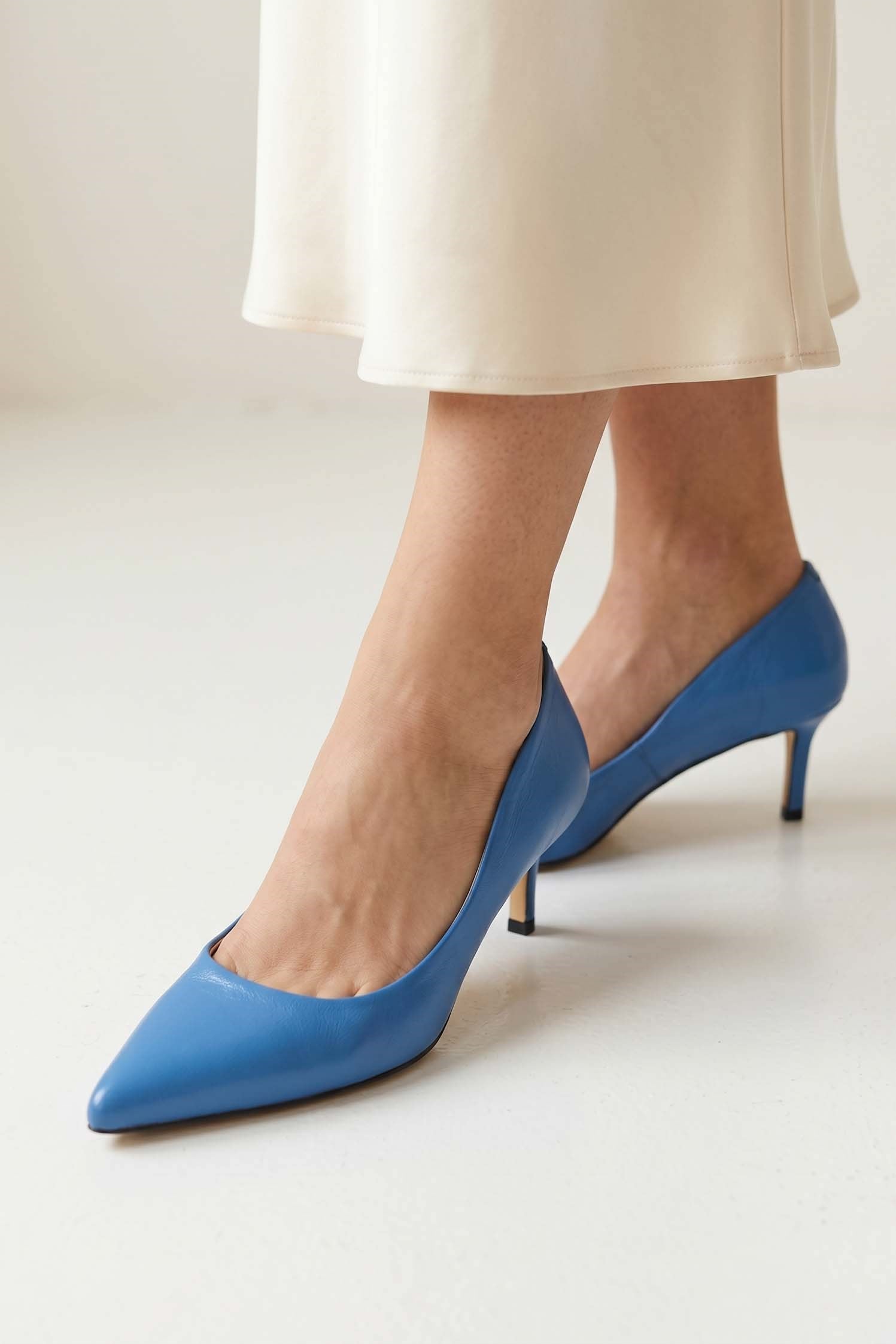 Glam İndigo Deri Stiletto