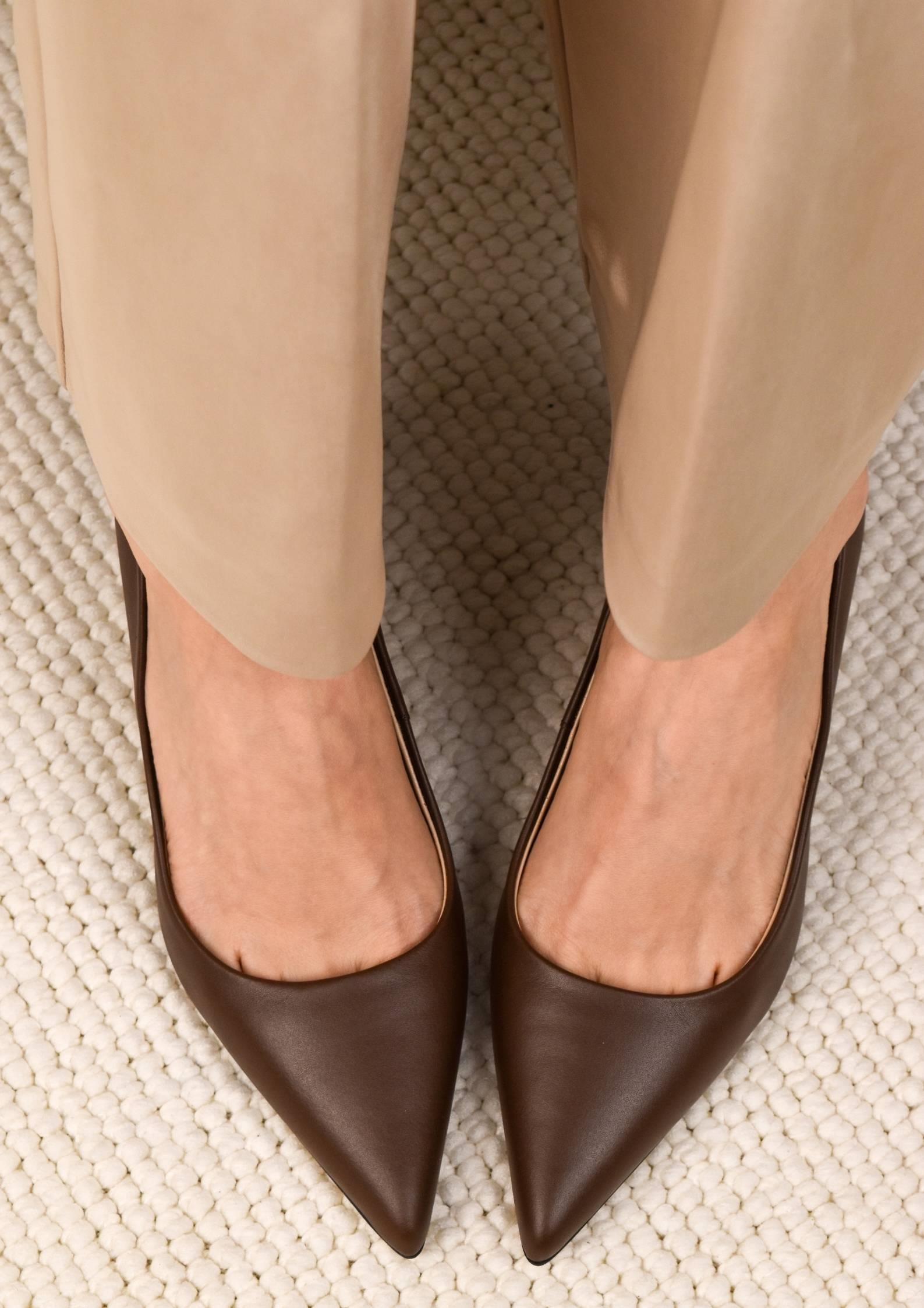 Glam Kahve Deri Stiletto