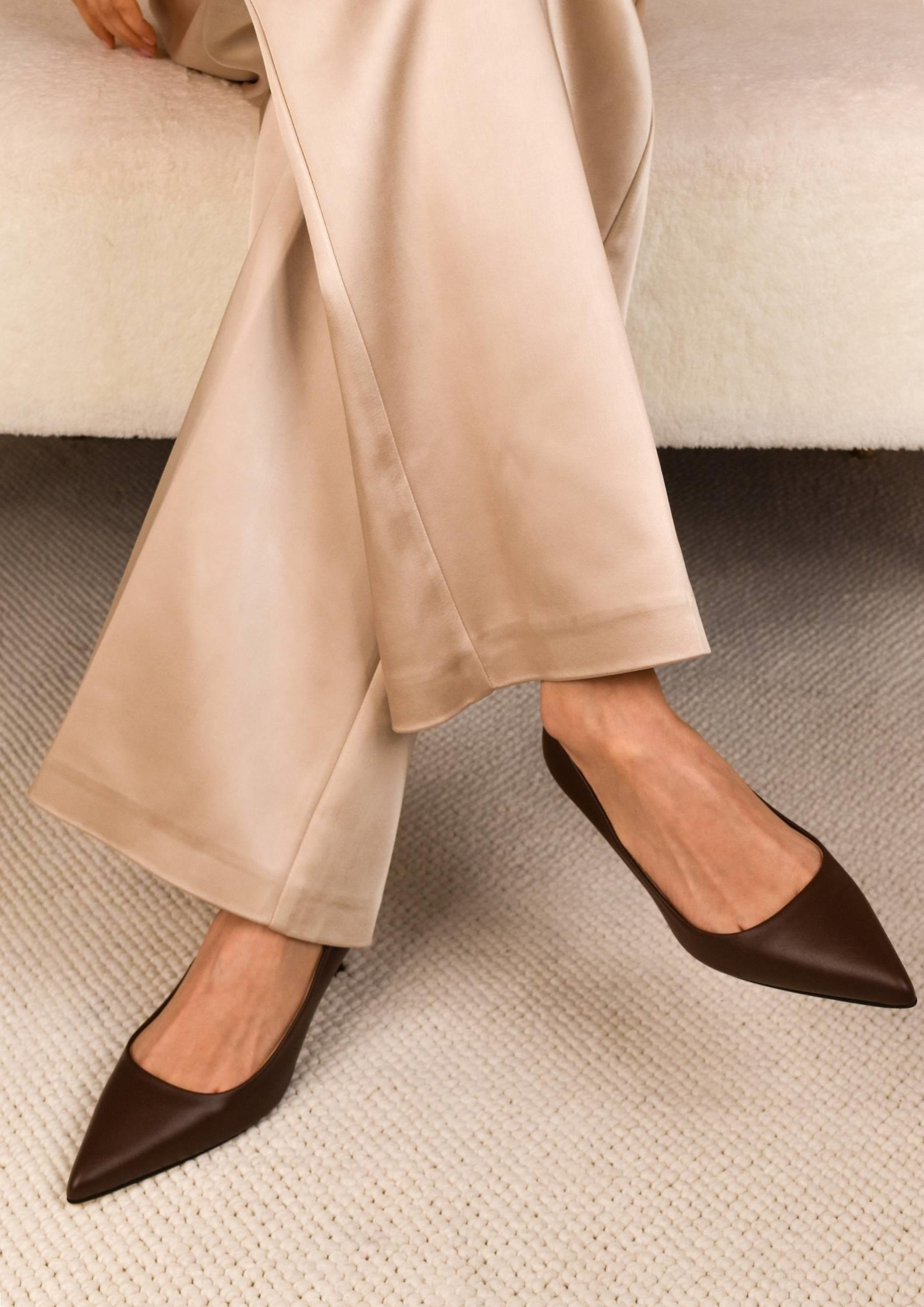 Glam Kahve Deri Stiletto