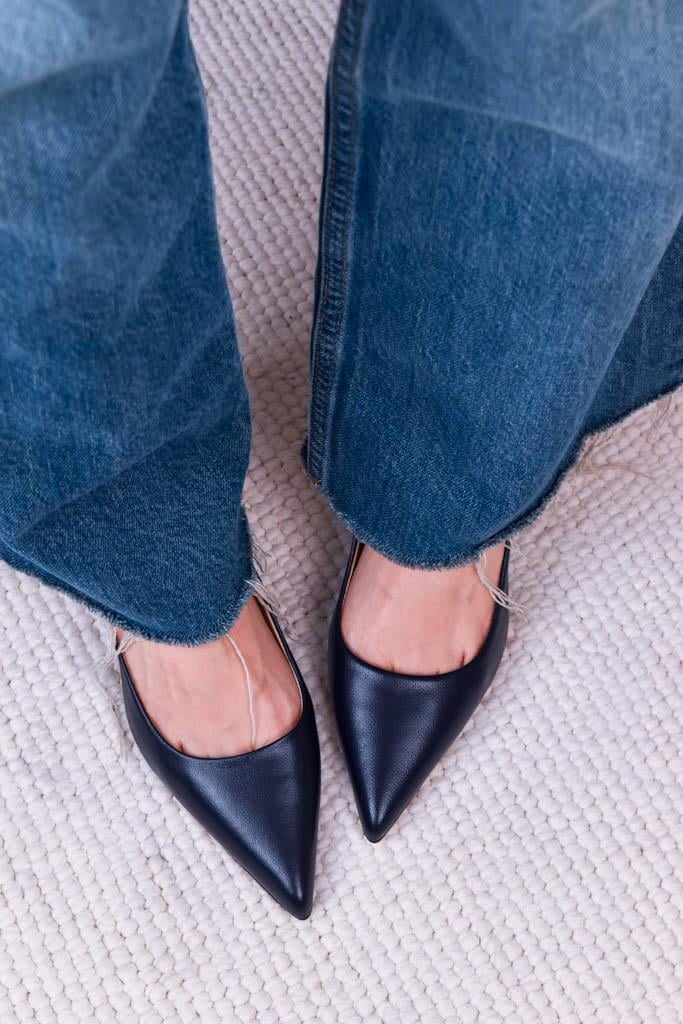 Glam Lacivert Deri Stiletto
