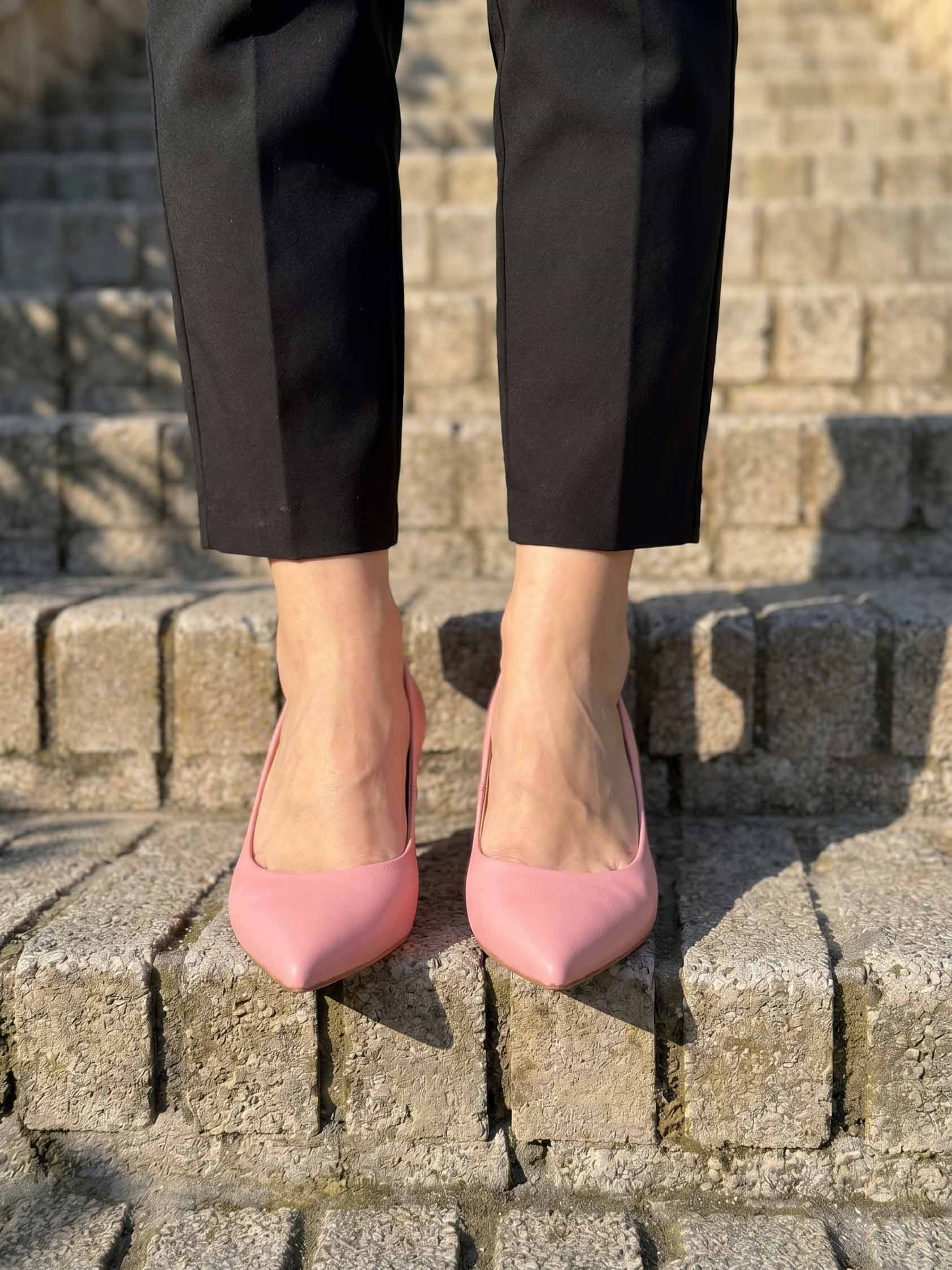 Glam Pembe Deri Stiletto