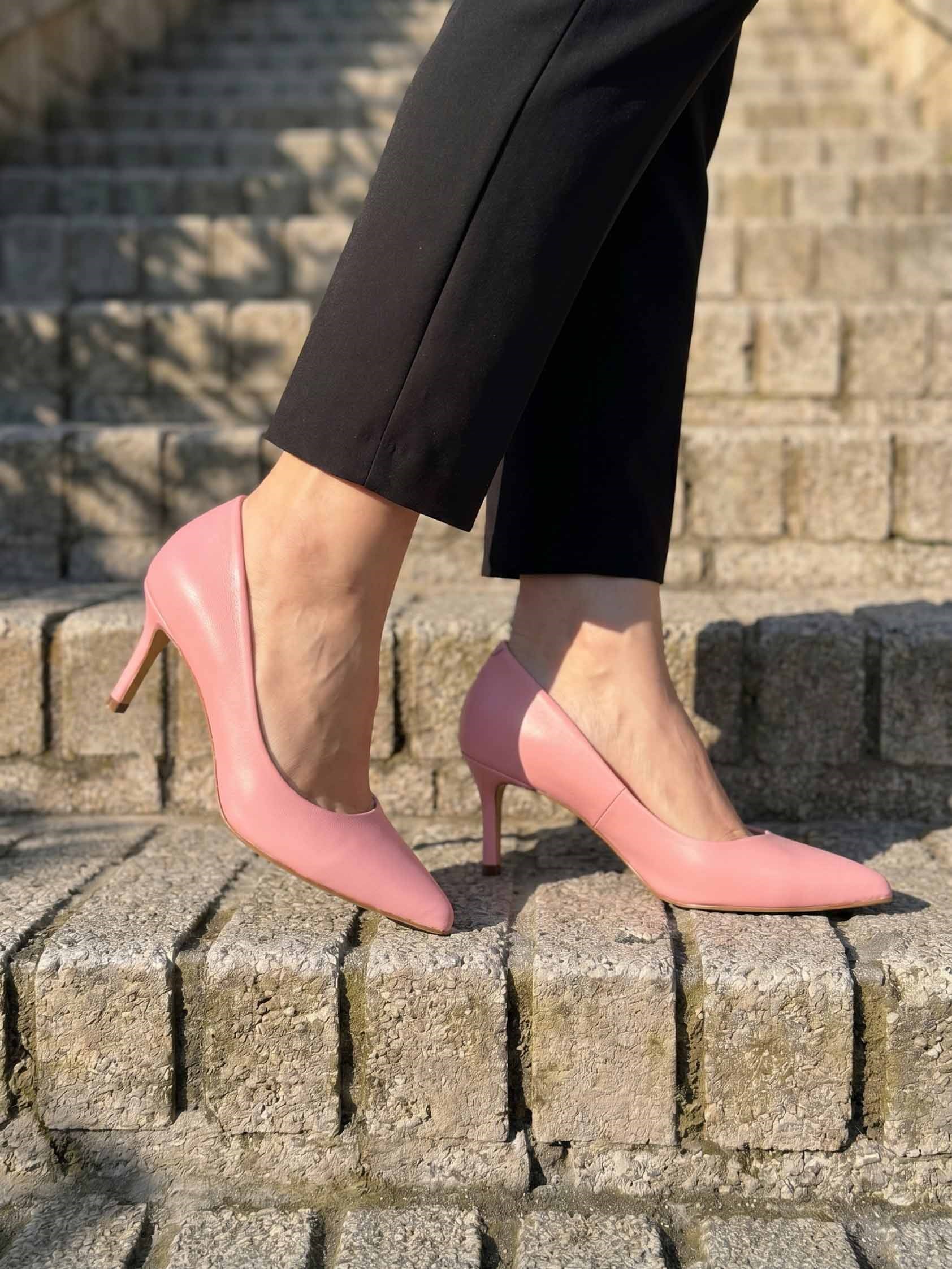 Glam Pembe Deri Stiletto