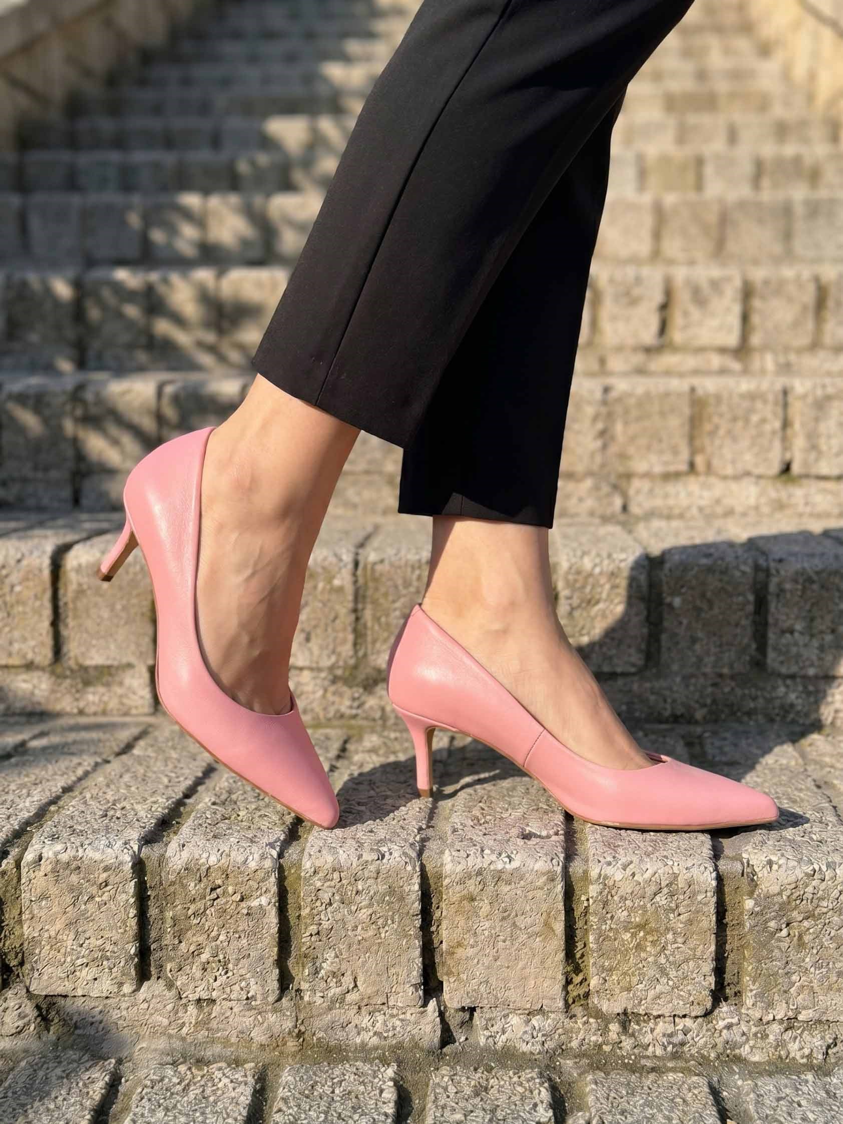 Glam Pembe Deri Stiletto