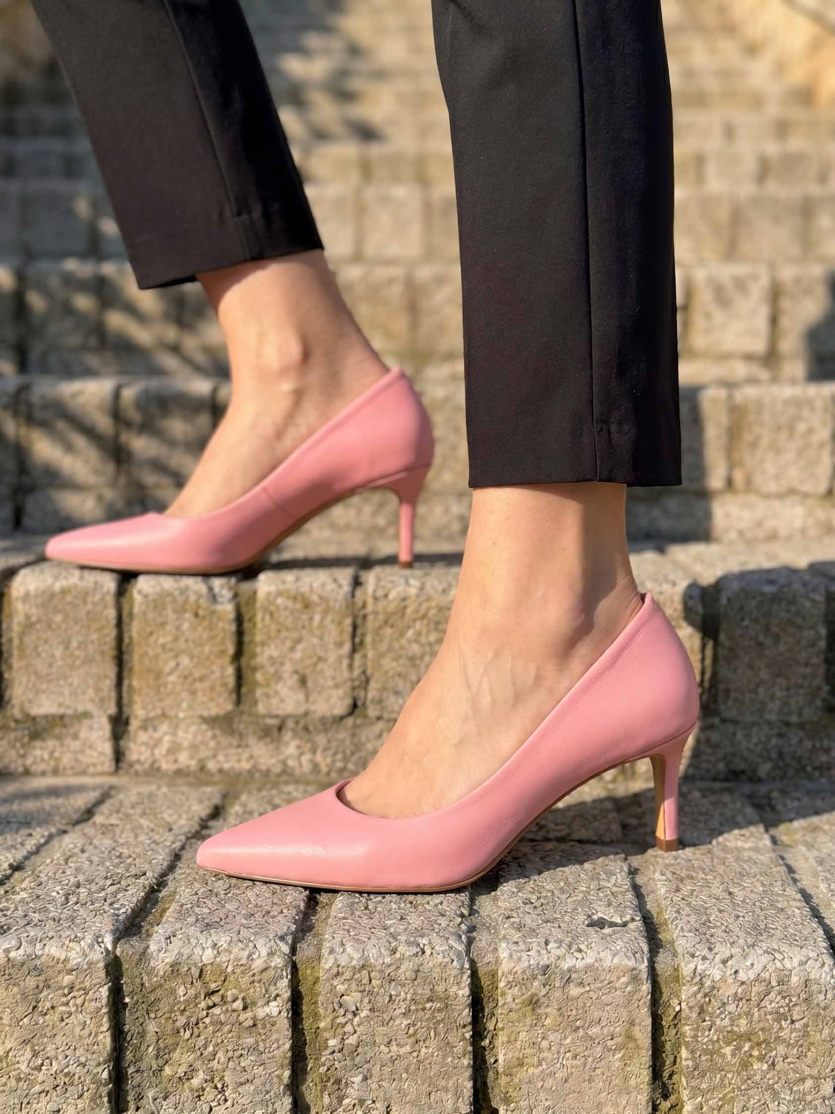 Glam Pembe Deri Stiletto