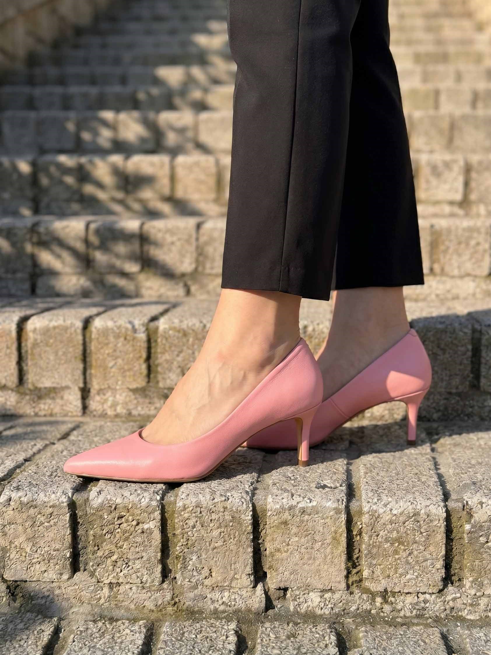 Glam Pembe Deri Stiletto