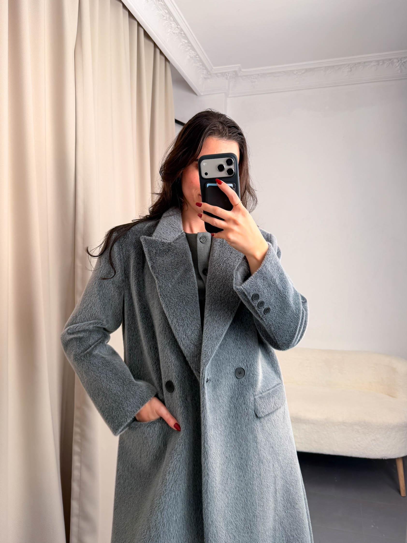 Gri Premium Kaşe Kadın Kaban