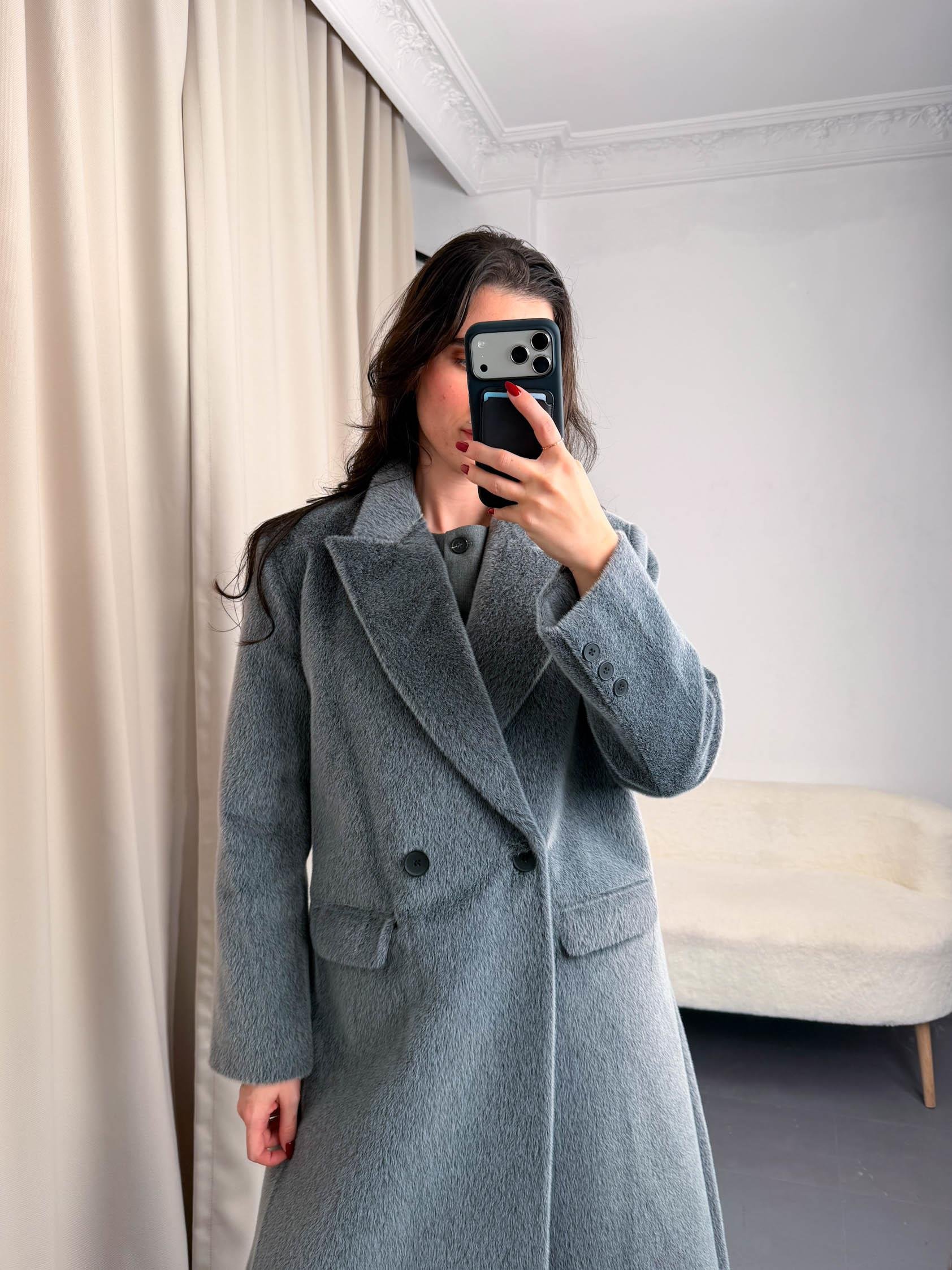 Gri Premium Kaşe Kadın Kaban