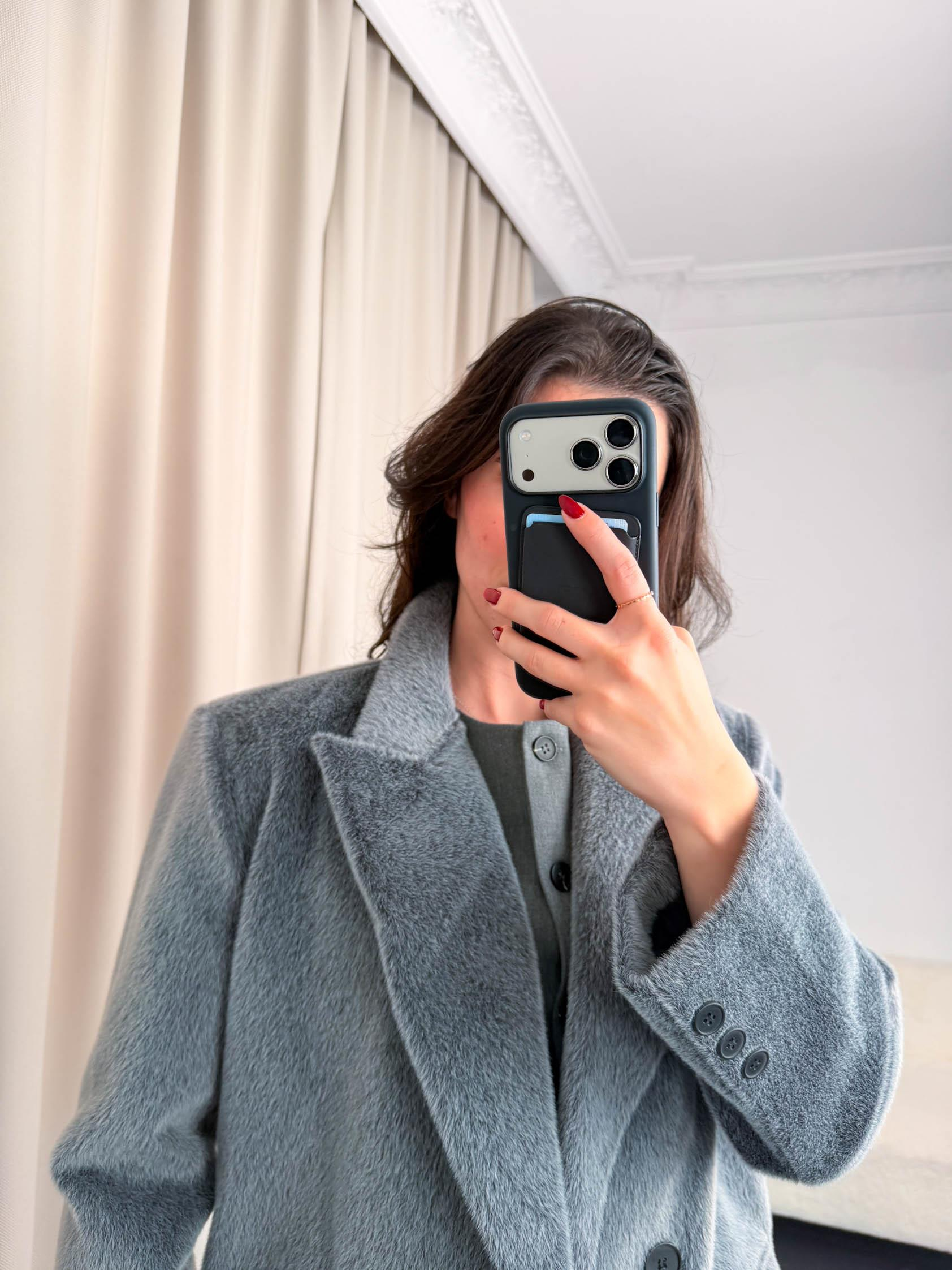 Gri Premium Kaşe Kadın Kaban