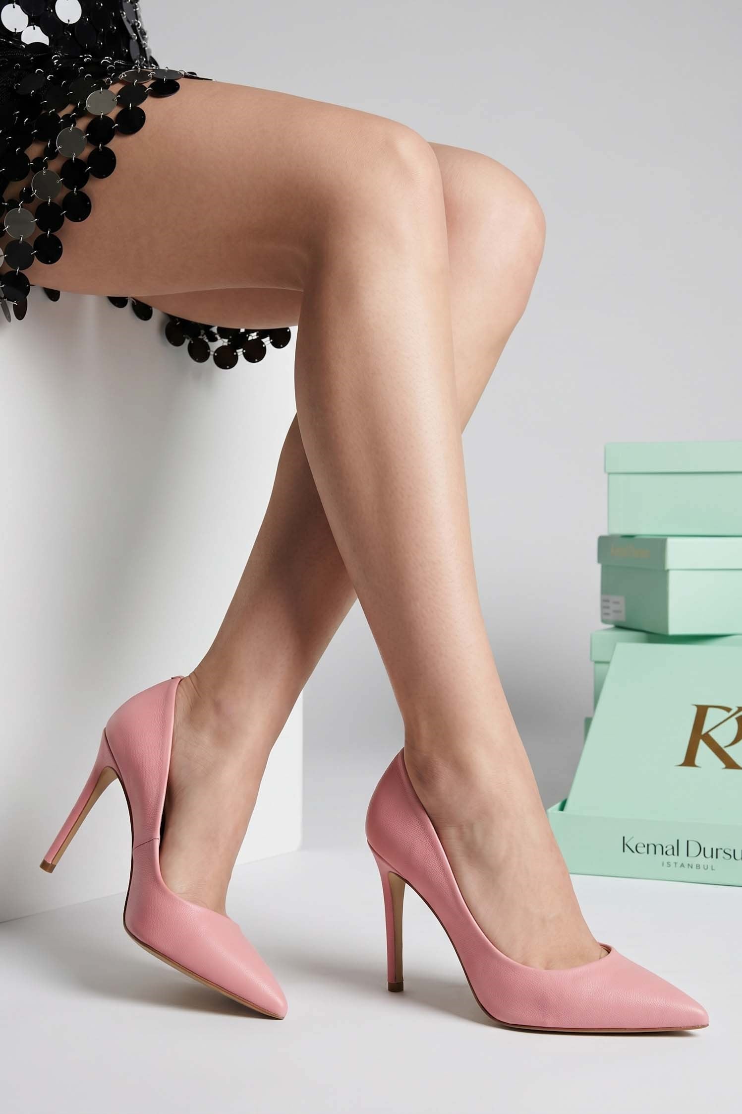 Icon Pembe Deri Stiletto