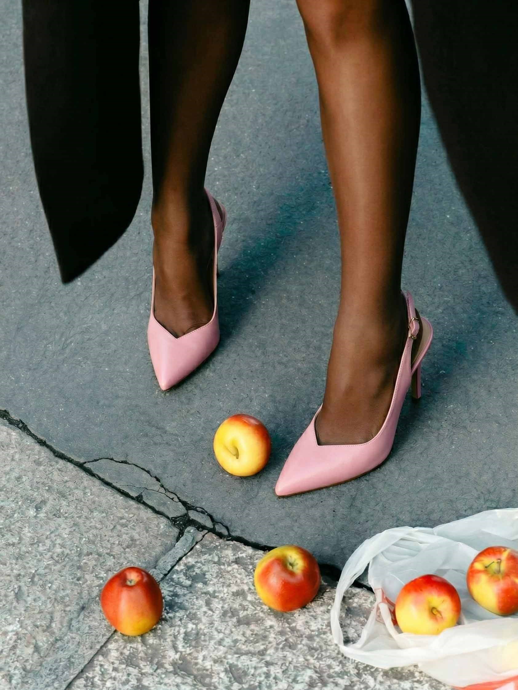 Joyce Pembe Deri Topuklu Ayakkabı