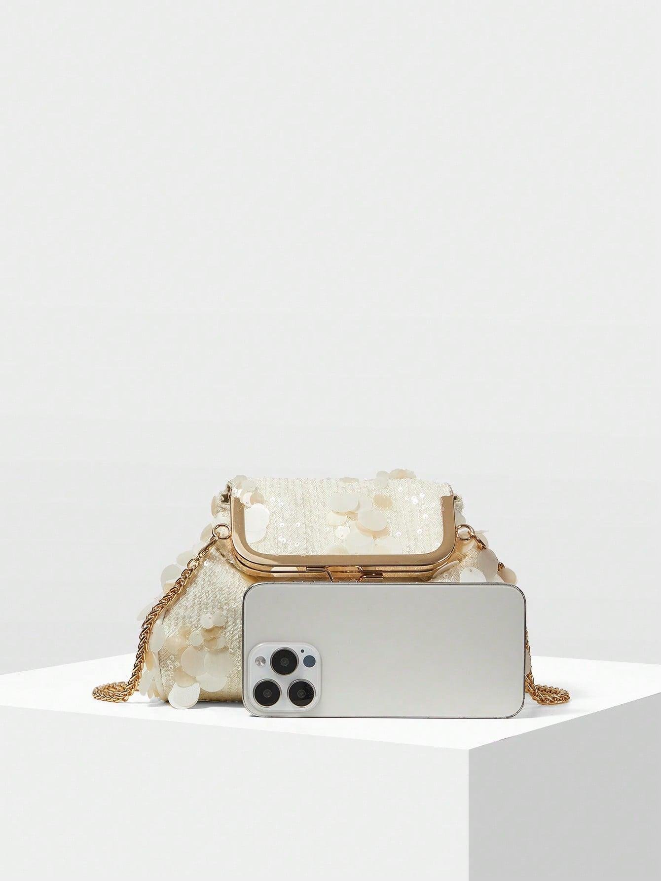 Kadın Ekru Pullu Clutch