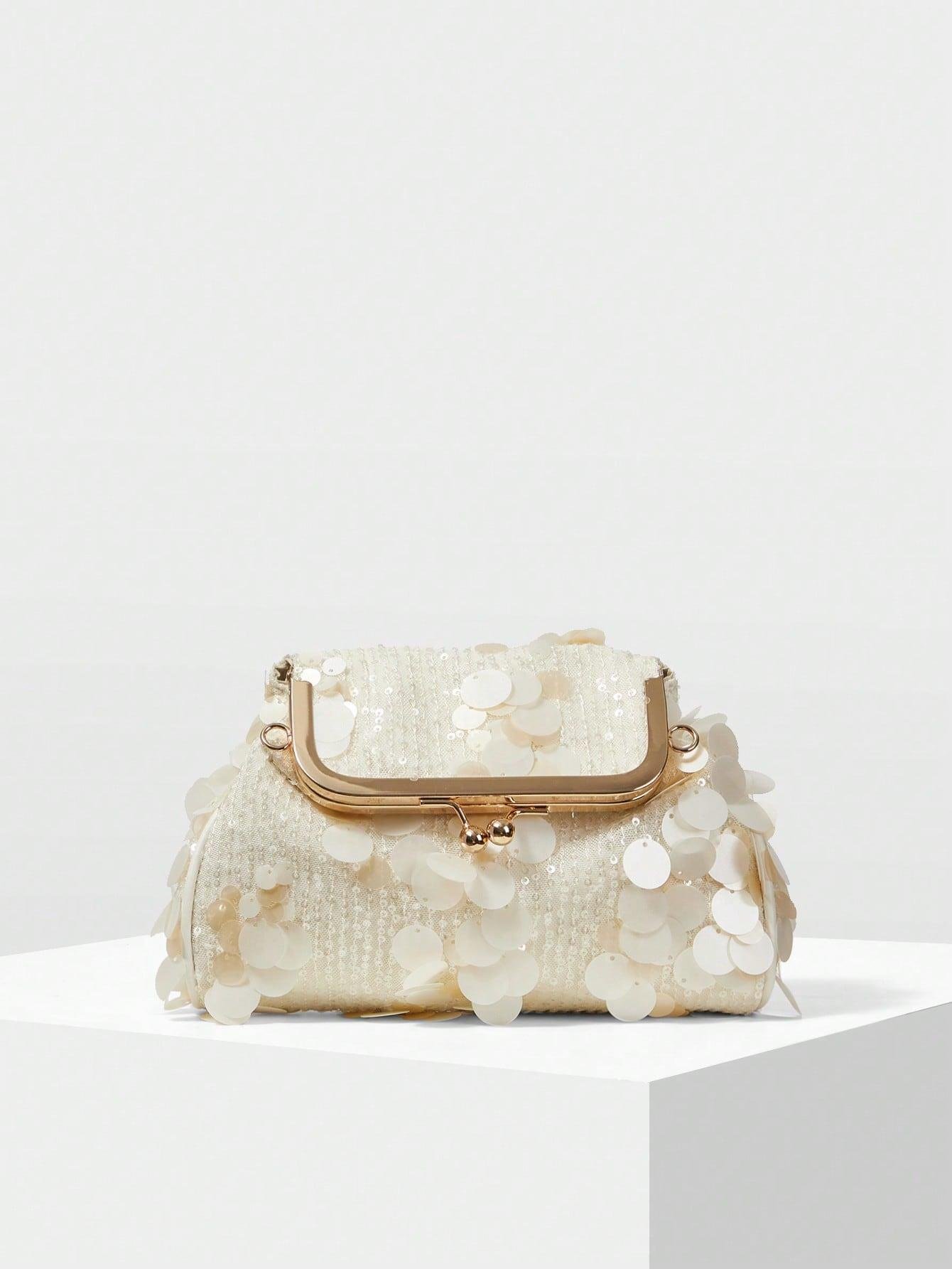 Kadın Ekru Pullu Clutch