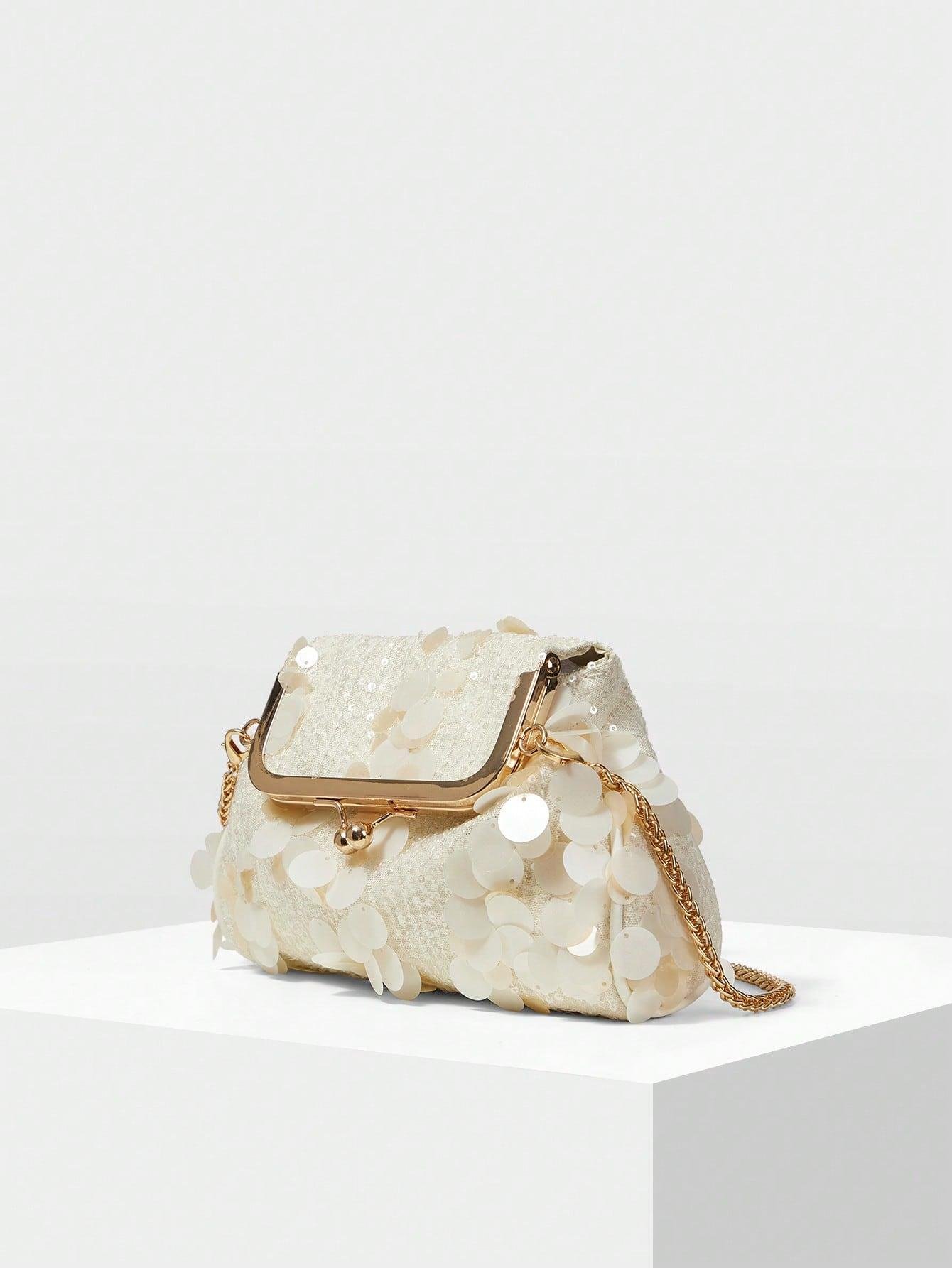 Kadın Ekru Pullu Clutch