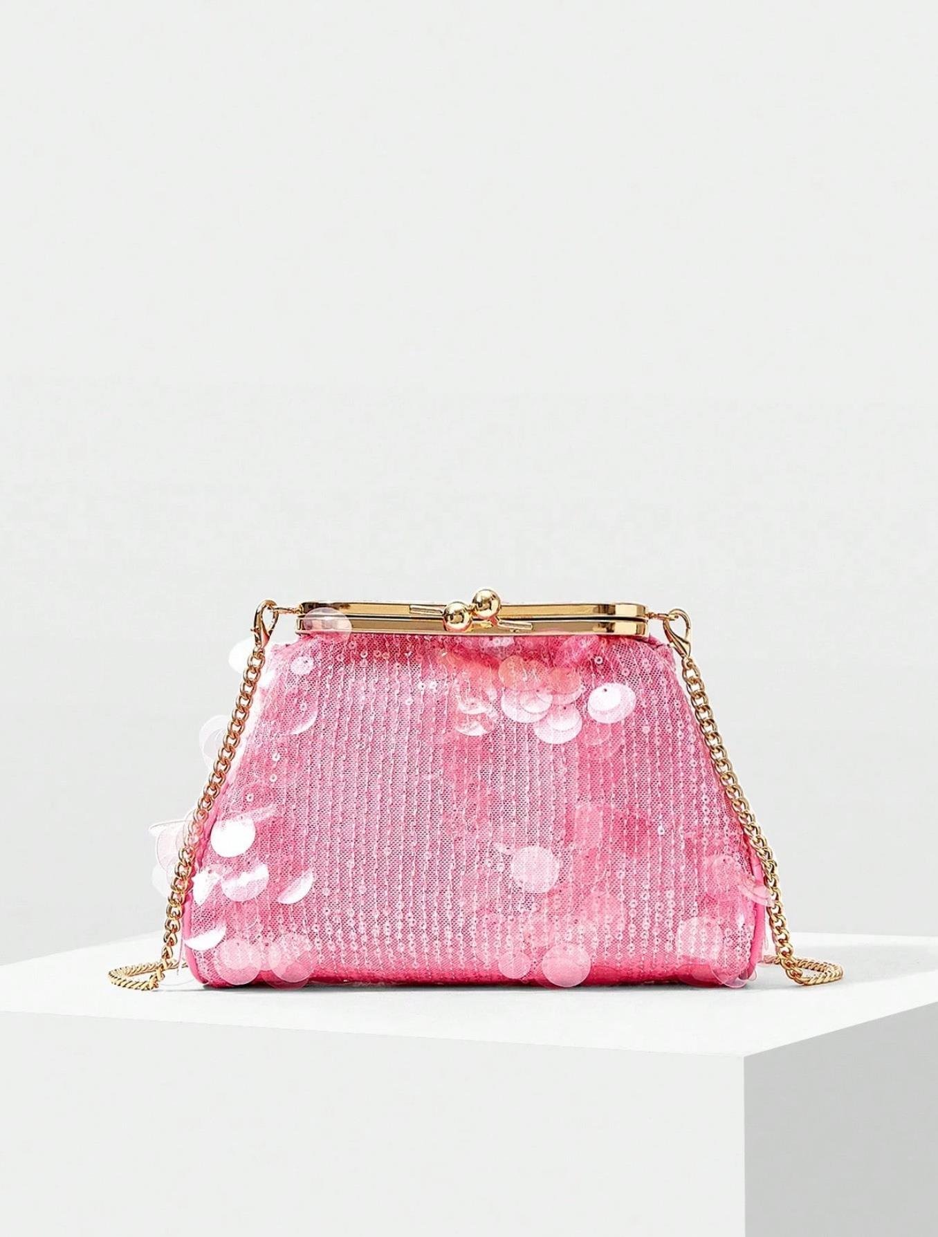 Kadın Pembe Pullu Clutch
