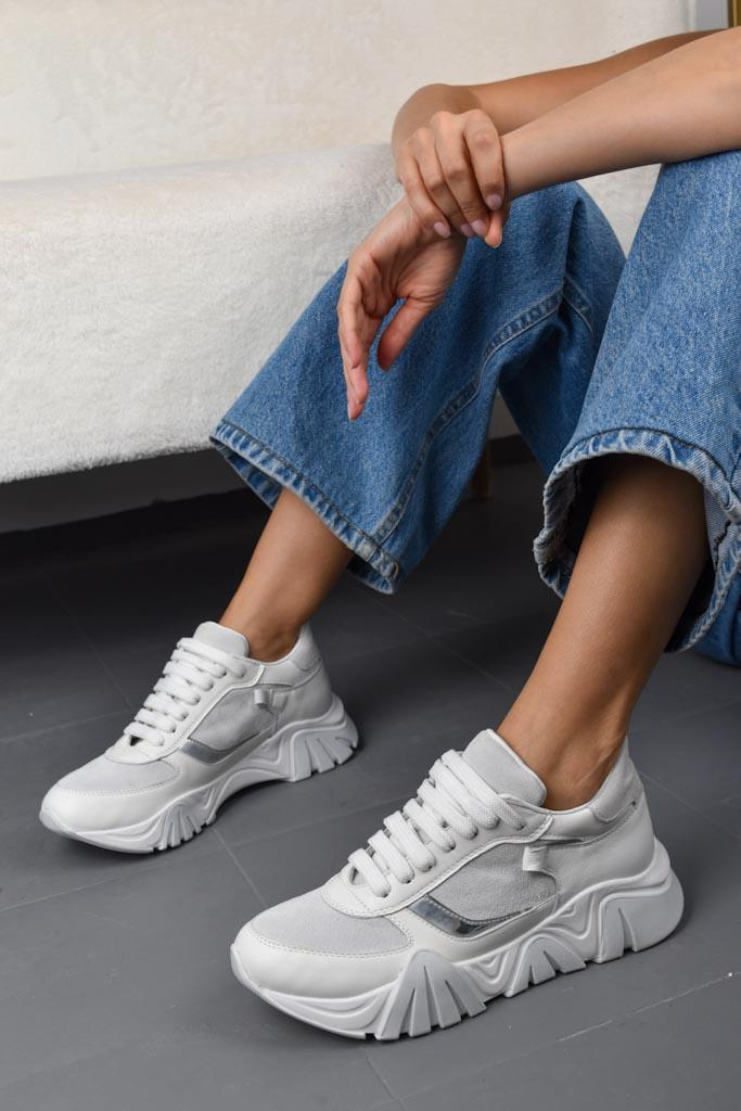 Lotus Beyaz Deri Kadın Sneaker
