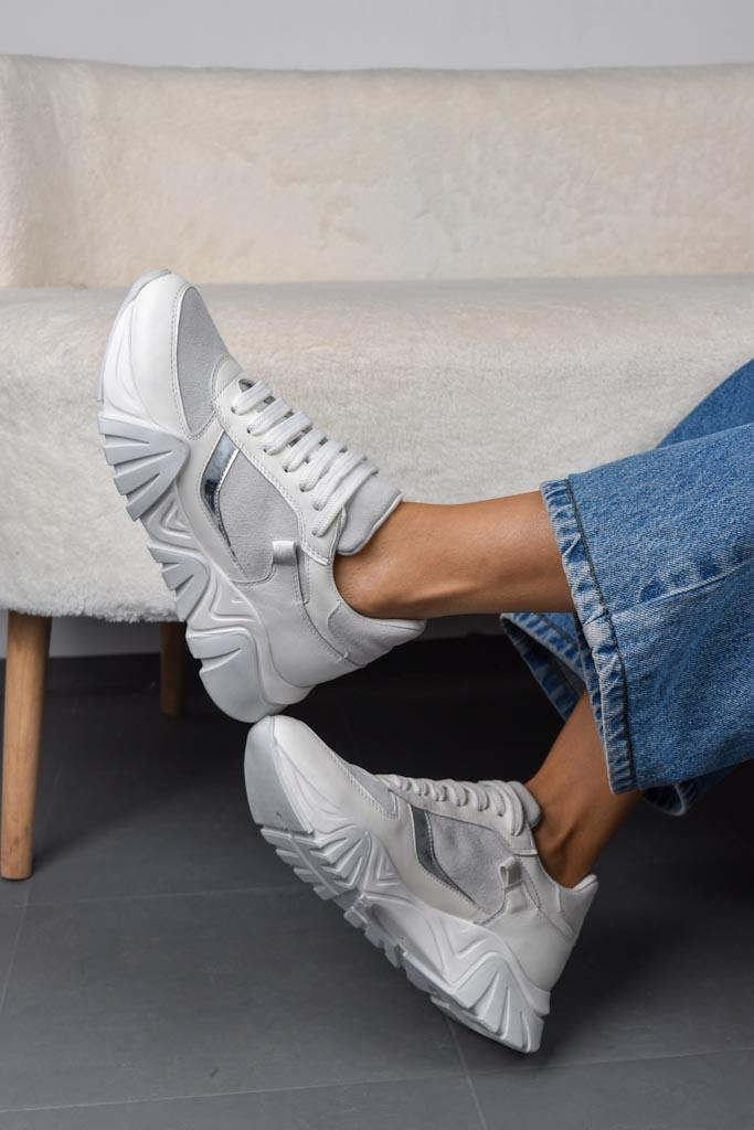Lotus Beyaz Deri Kadın Sneaker