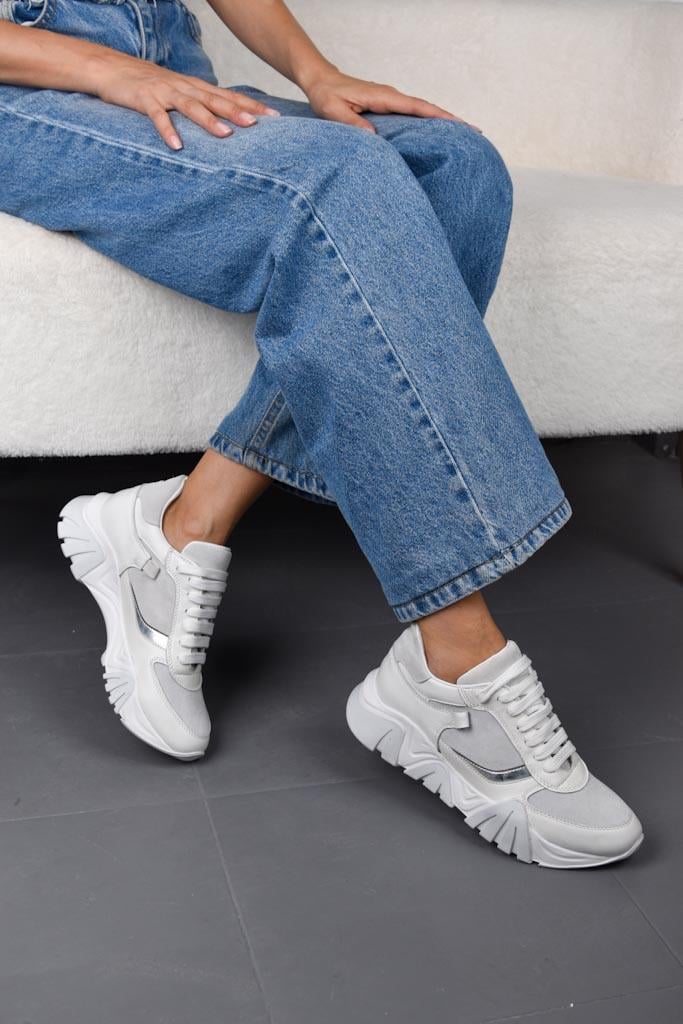 Lotus Beyaz Deri Kadın Sneaker