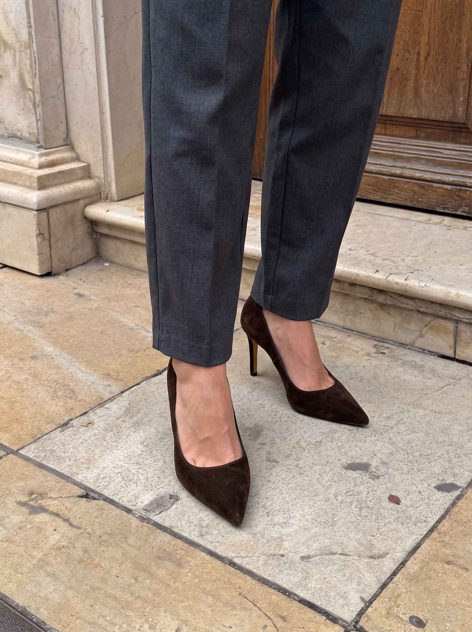 Most Kahve Kadife Stiletto