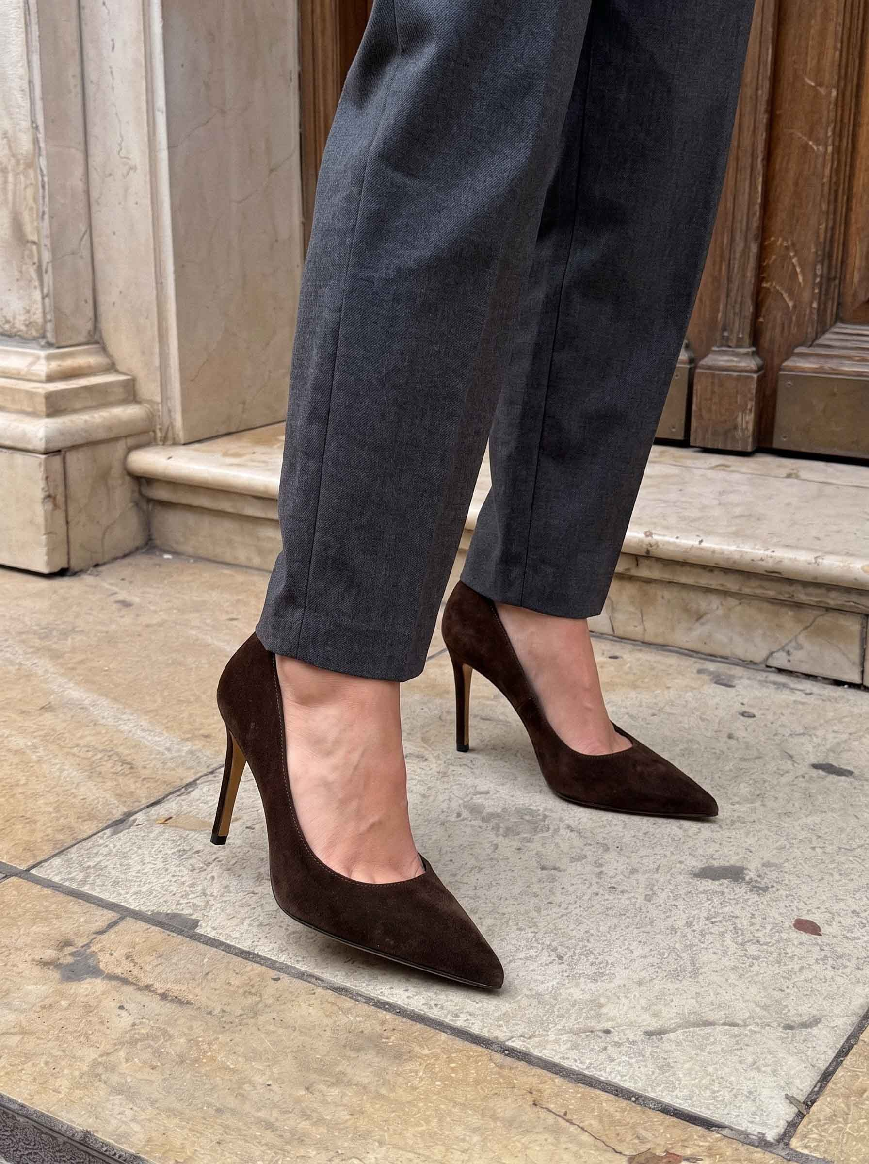 Most Kahve Kadife Stiletto