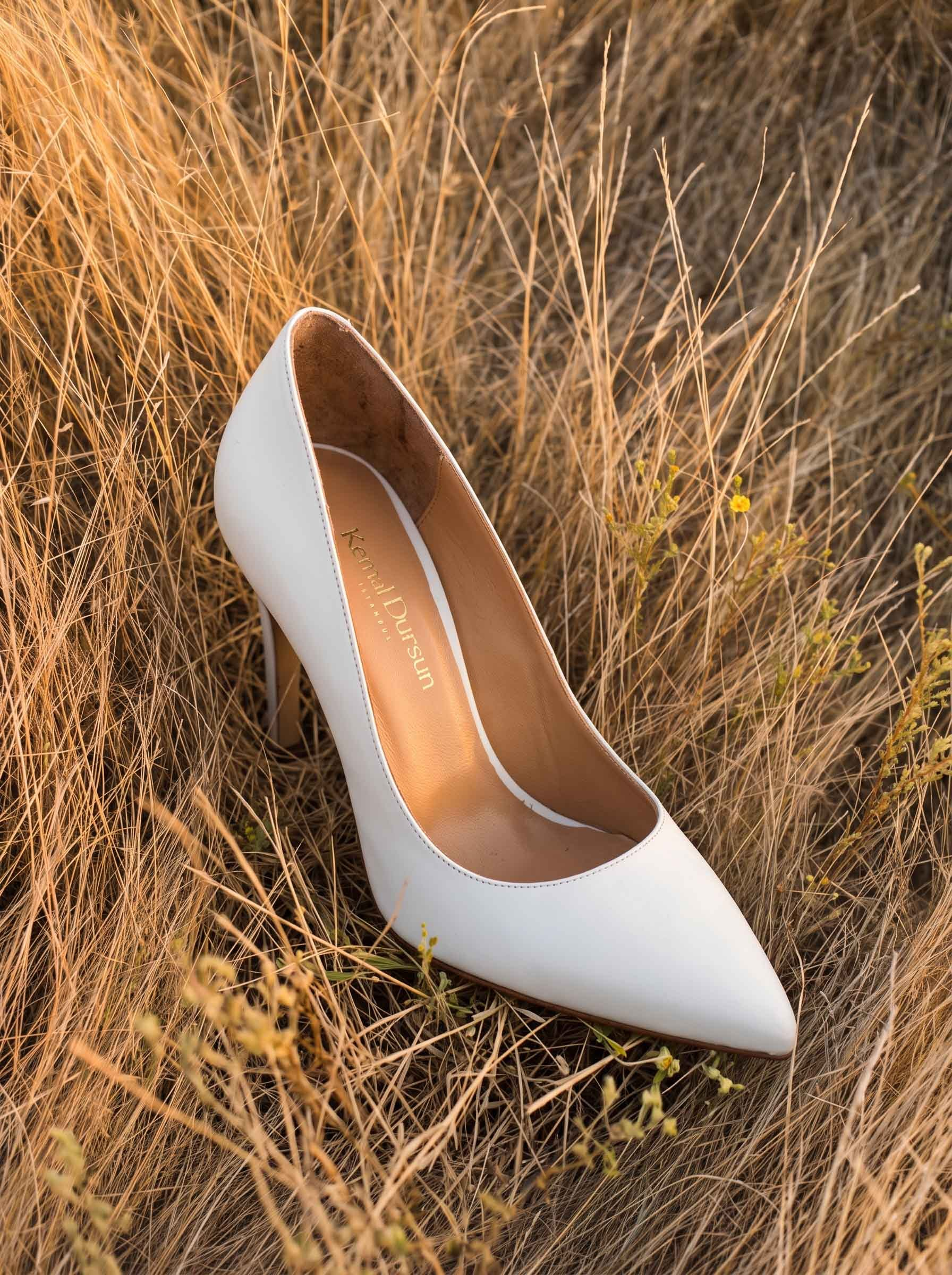 Society Beyaz Deri Stiletto