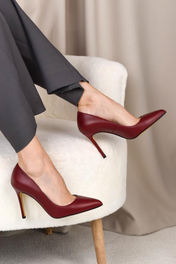 Society Bordo Deri Stiletto