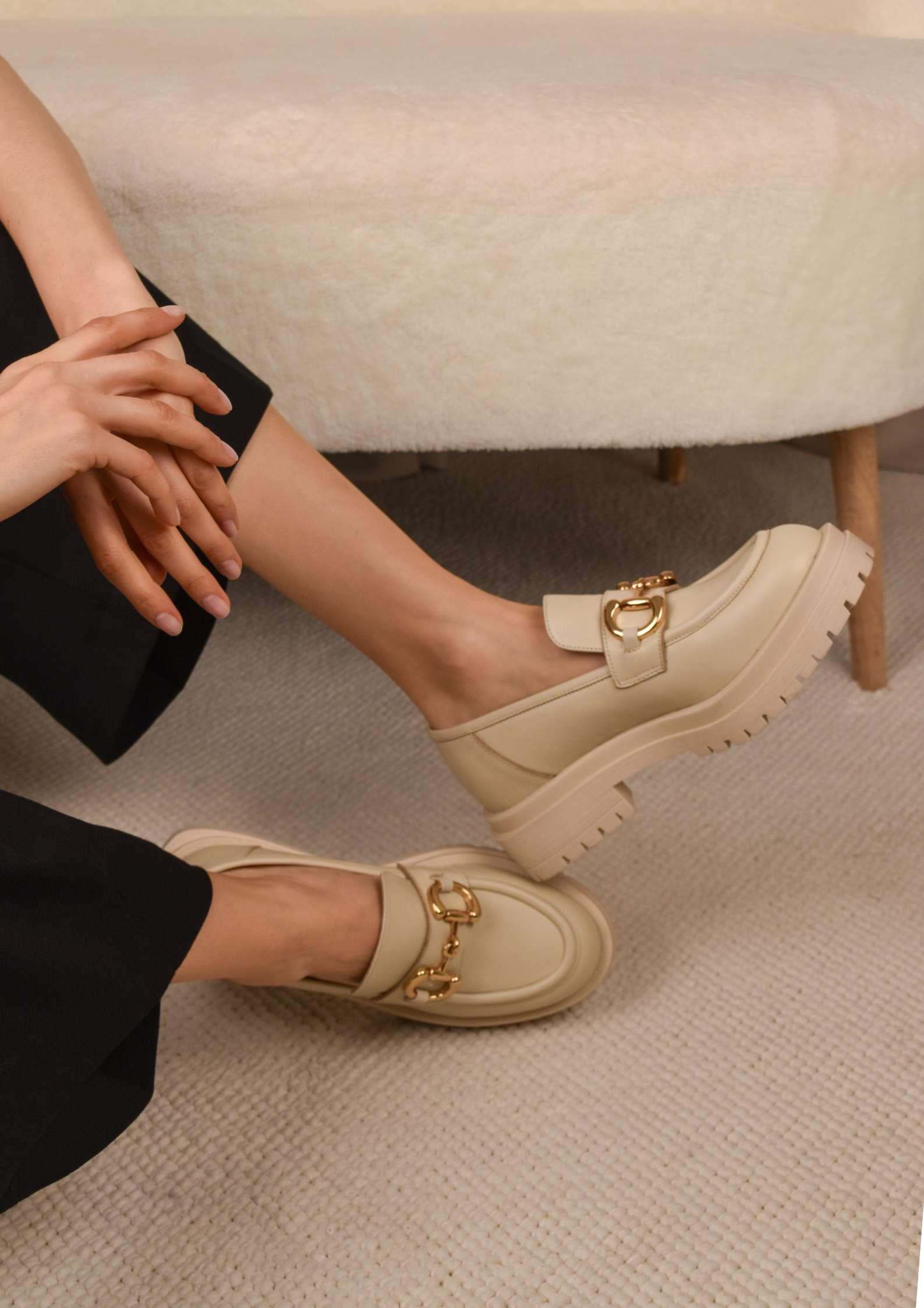 Sophi Bej Deri Kadın Loafer