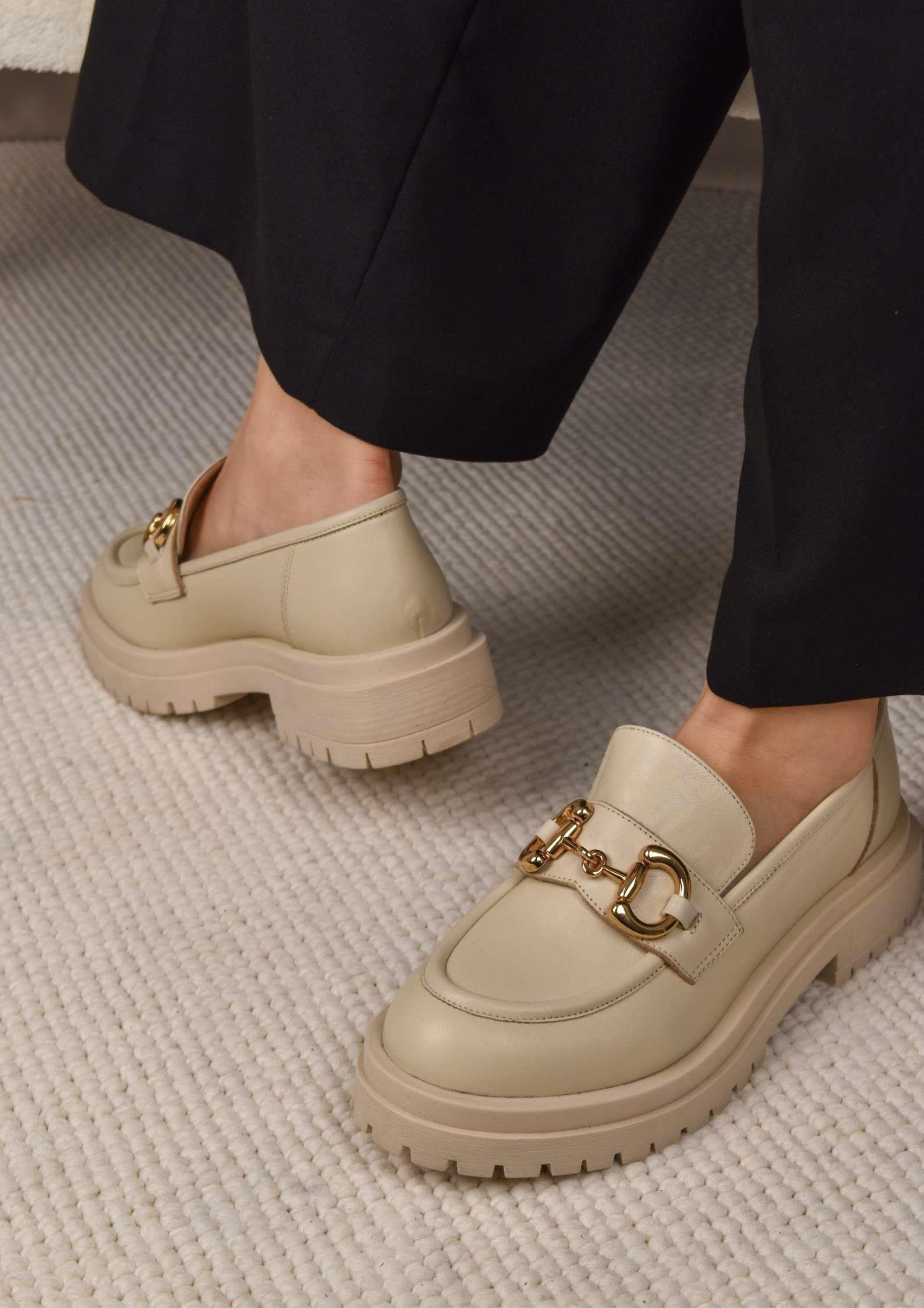 Sophi Bej Deri Kadın Loafer