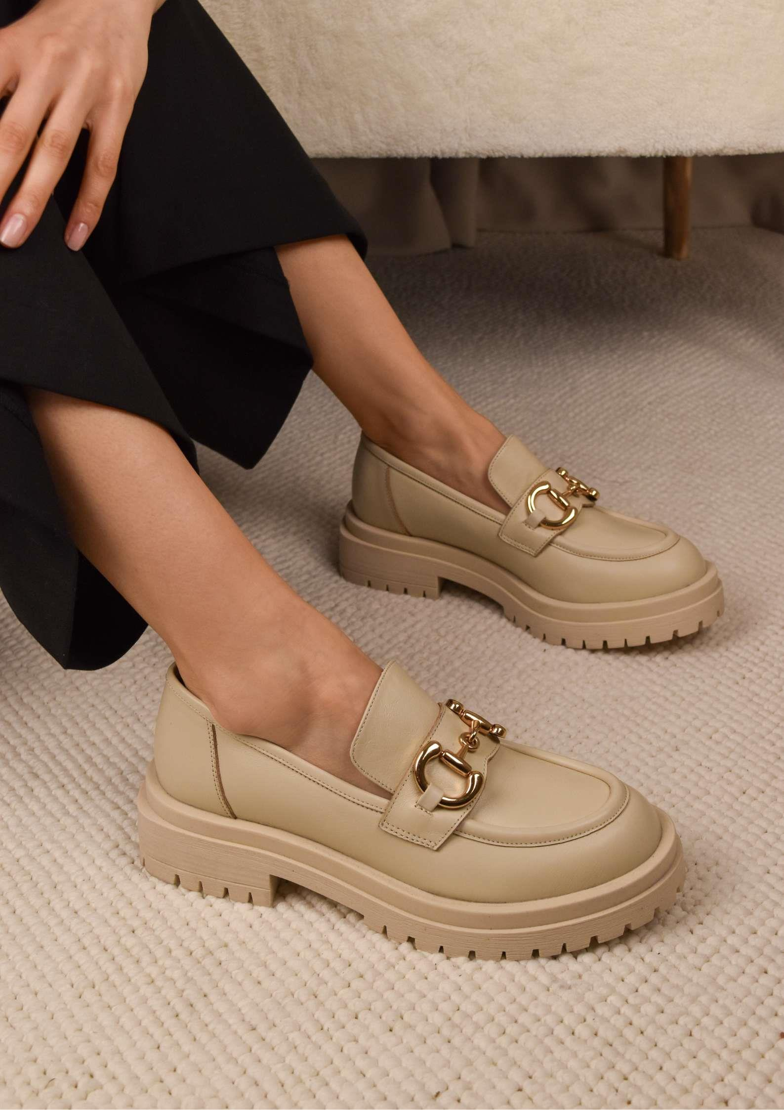 Sophi Bej Deri Kadın Loafer