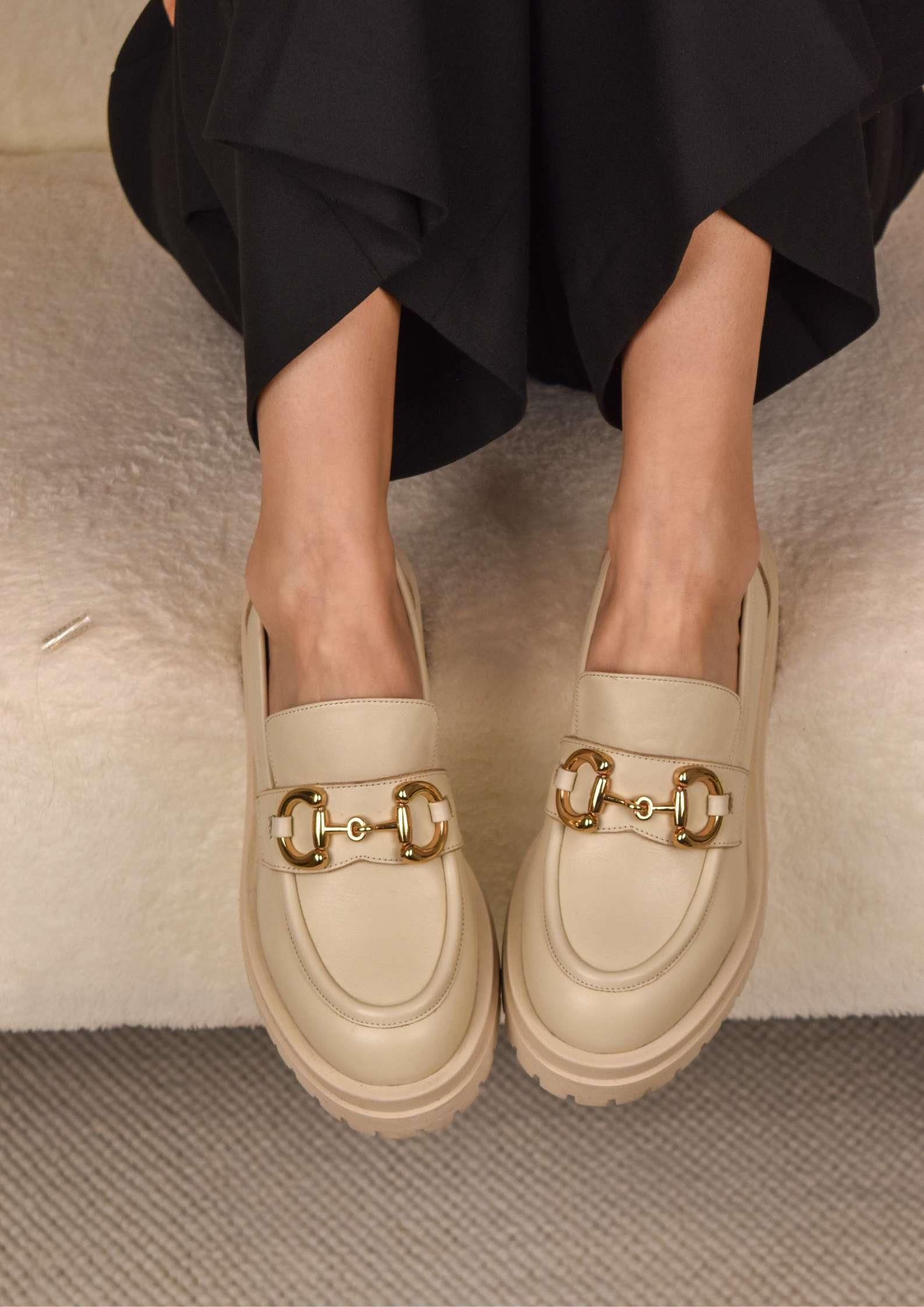 Sophi Bej Deri Kadın Loafer