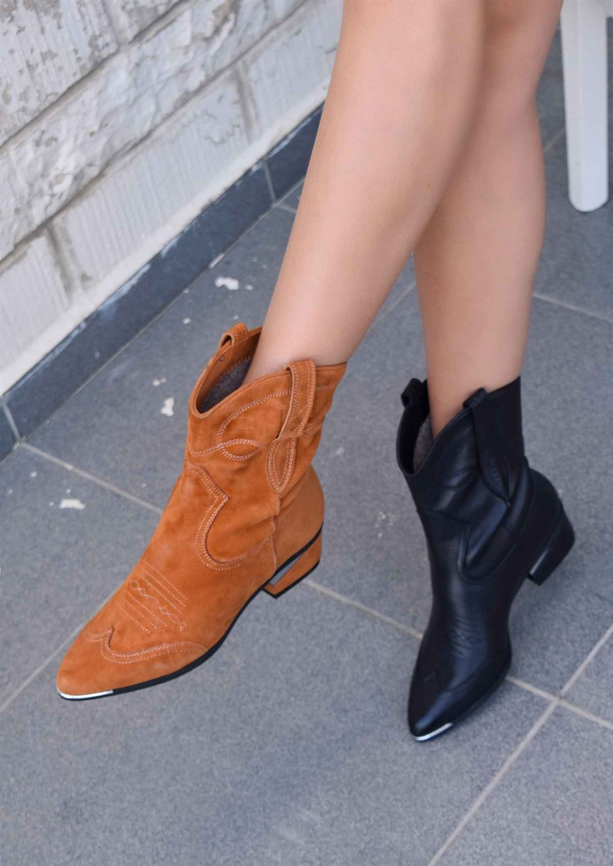 Texas Taba Süet Kadın Kovboy Bot 
