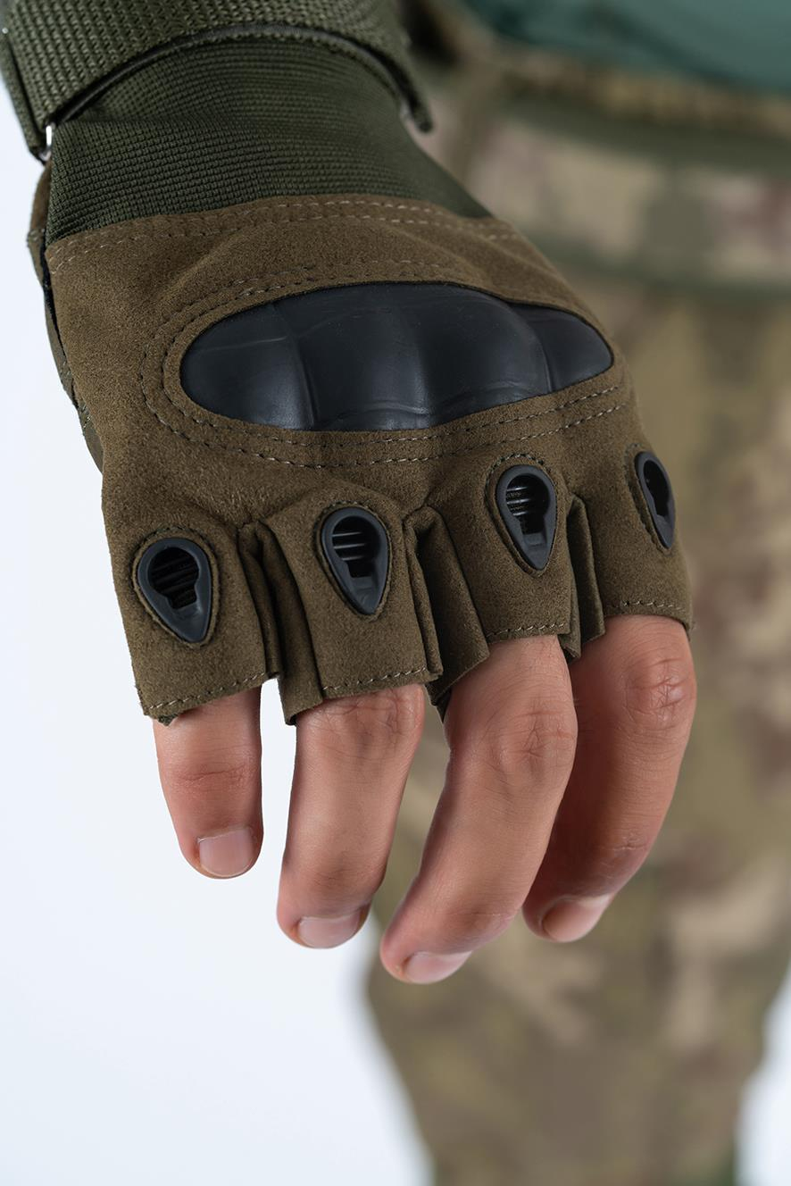Taktik kesik parmaksız eldiven asker polis dağcı sporcu bisikletçi kemik eldiveni - 004