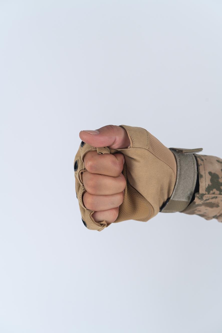 Taktik kesik parmaksız eldiven asker polis dağcı sporcu bisikletçi kemik eldiveni - 004